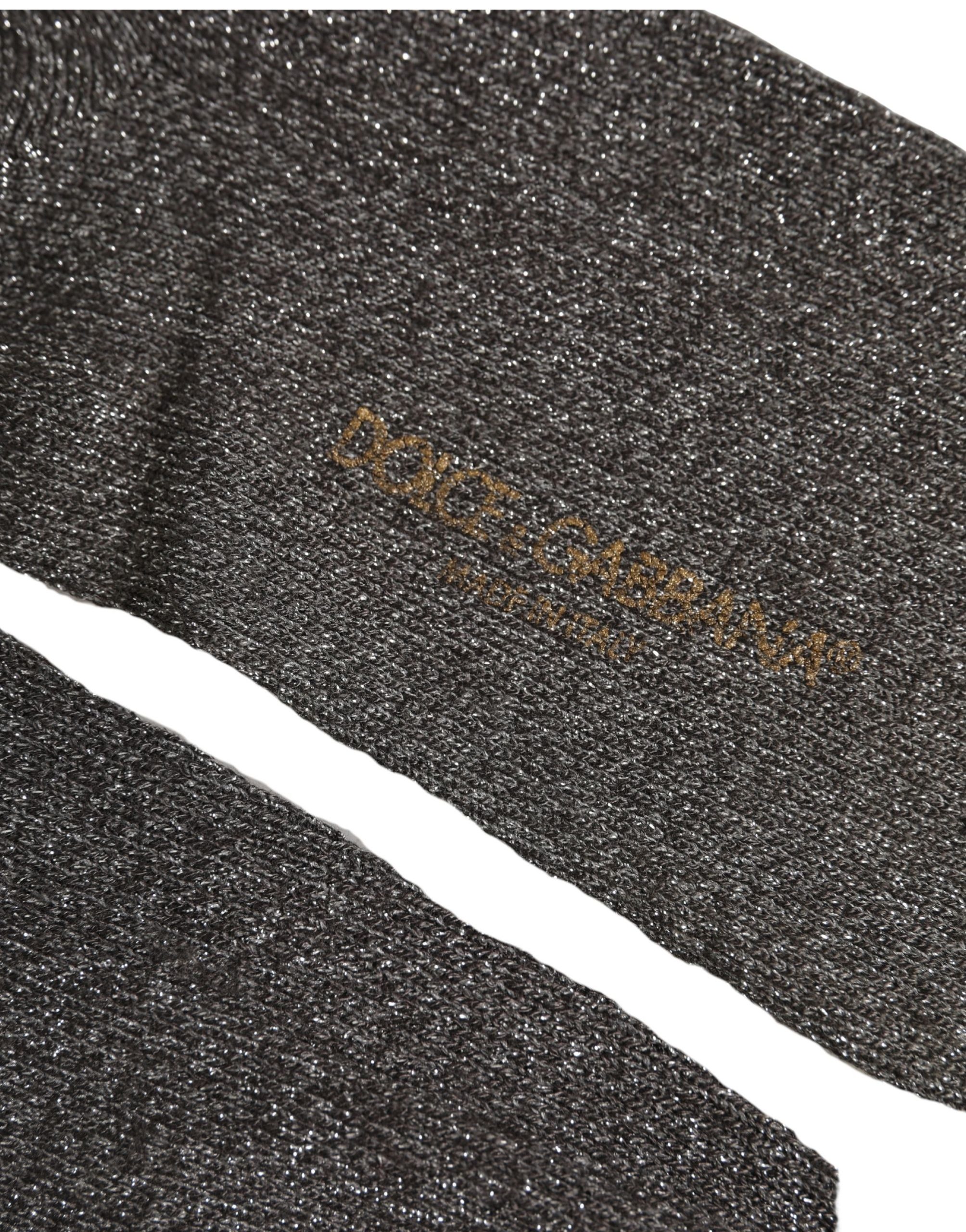 Dolce & Gabbana Dark Gray Viscose Logo Mid Calf Accessory Socks
