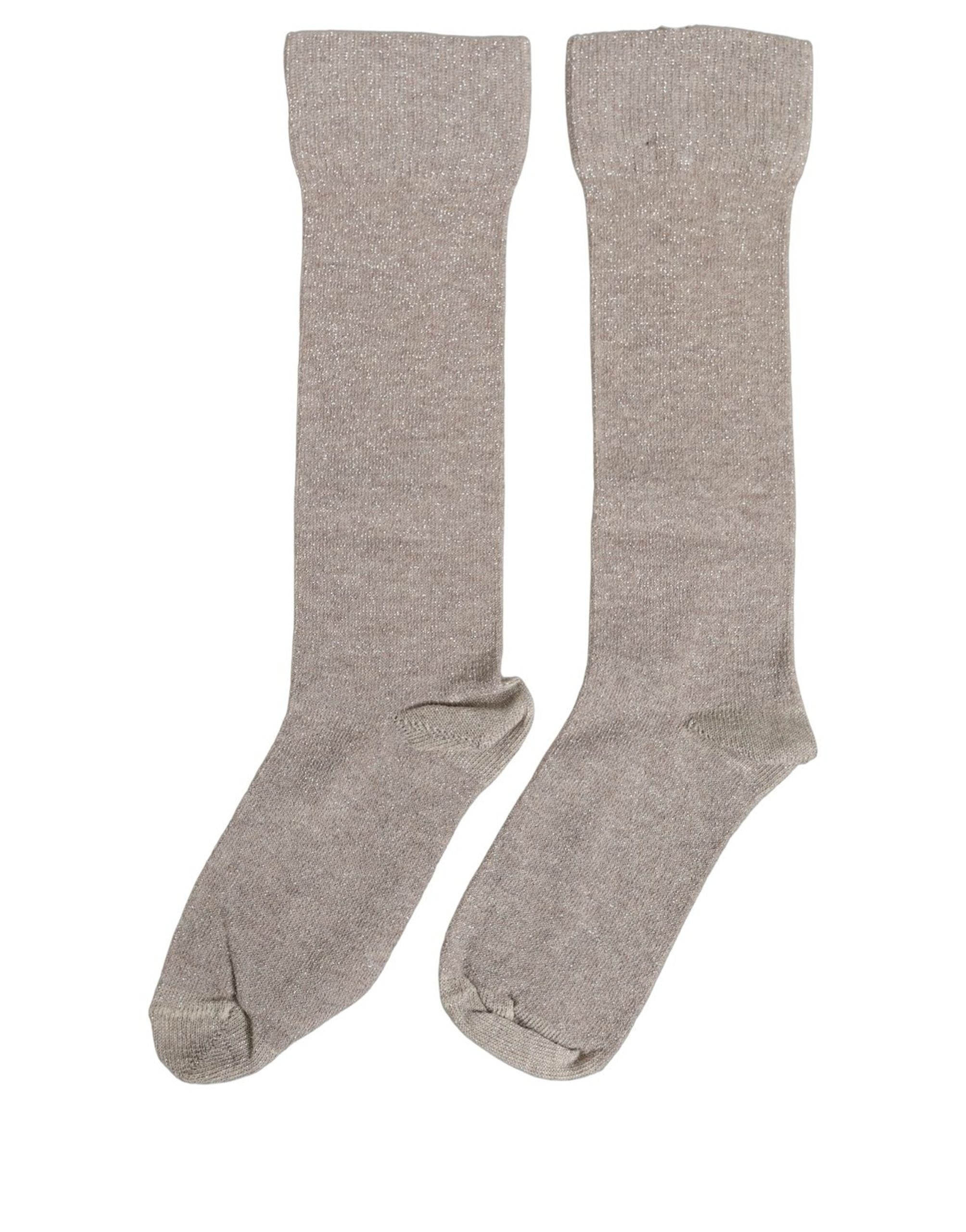 Dolce & Gabbana Gray Viscose Logo Mid Calf Accessory Socks - Image 2