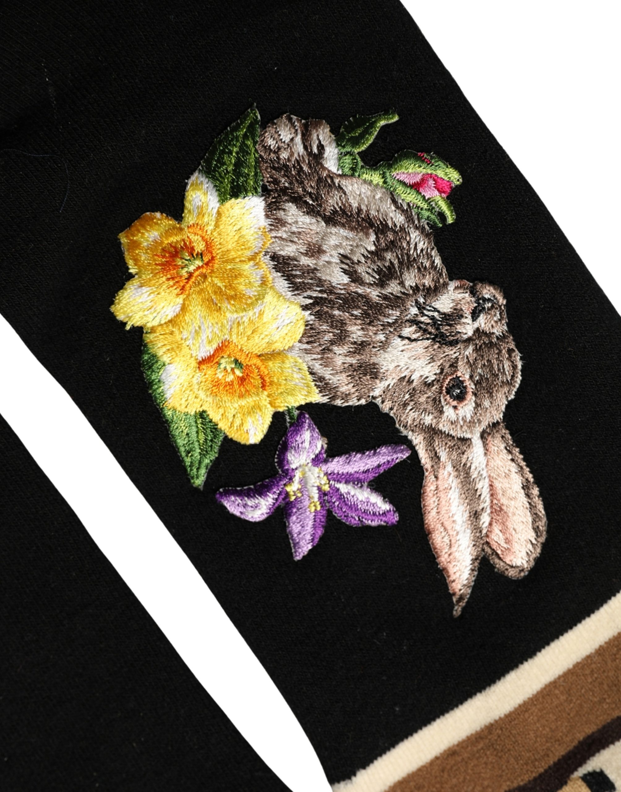 Dolce & Gabbana Black Rabbit Floral Wool Mid Calf Accessory Socks - Image 5