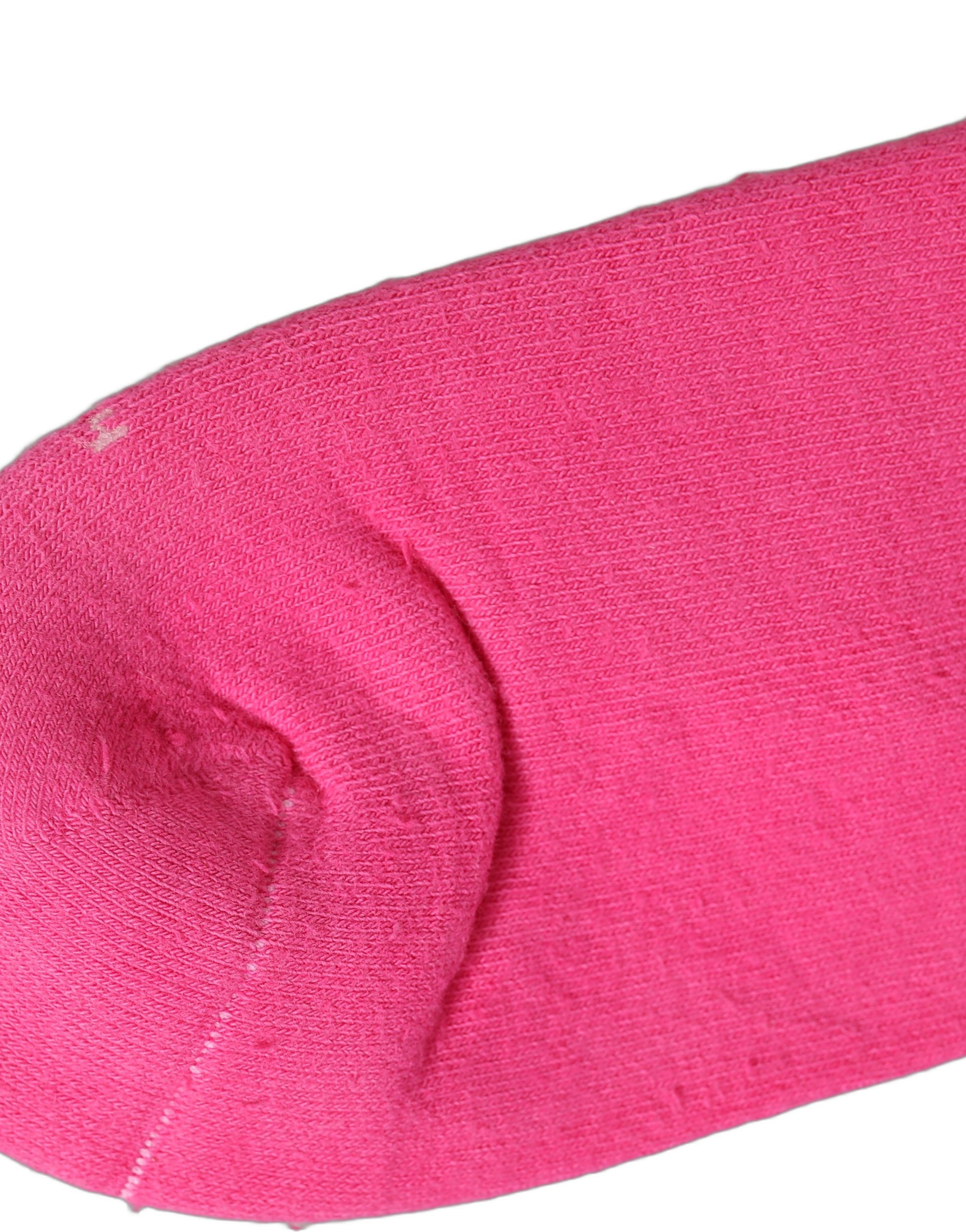 Dolce & Gabbana Pink Cotton Ribbed Mid Calf Women Accessory Socks - Image 5