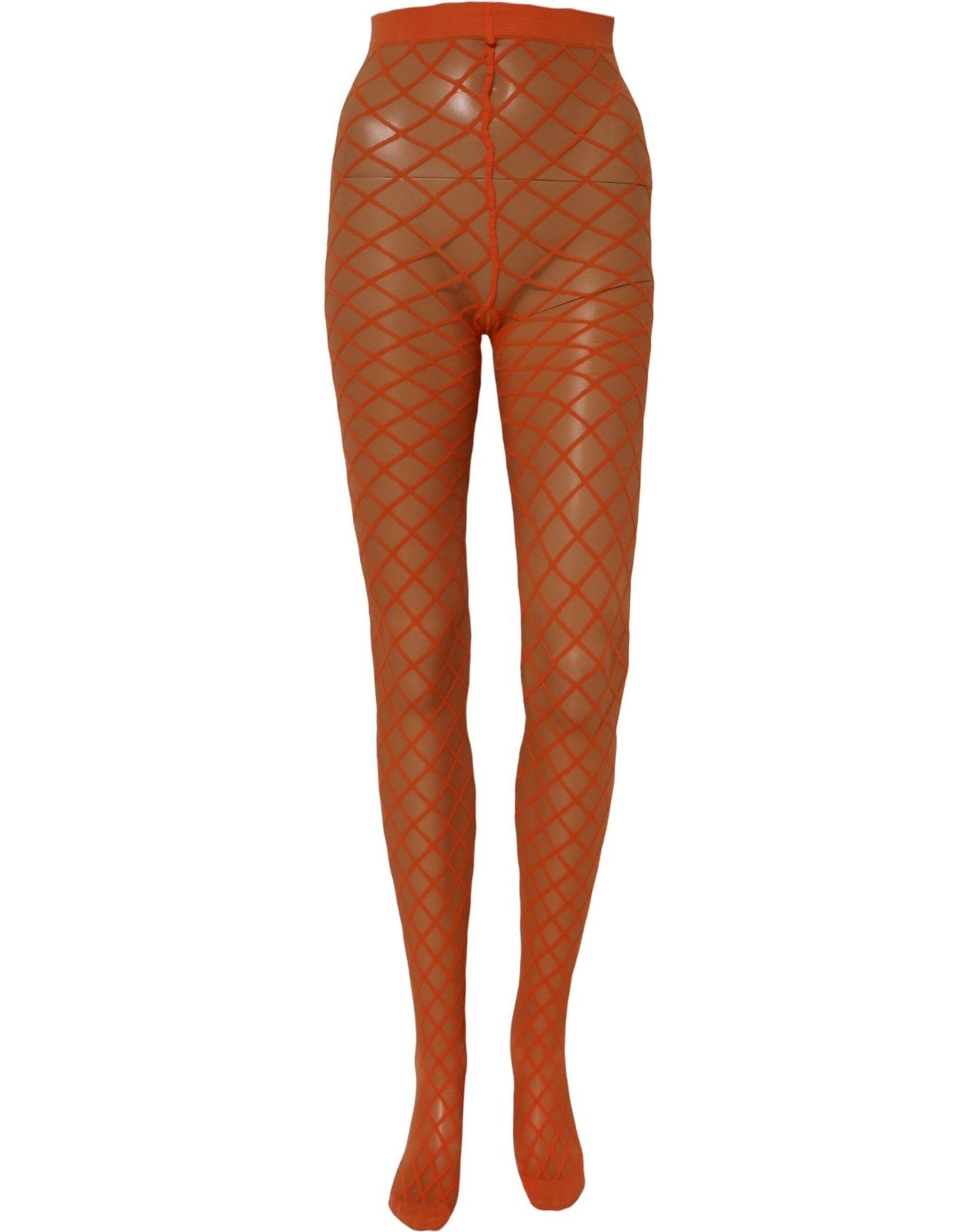 Dolce & Gabbana Orange Nylon Fishnet Pantyhose Stockings Socks - Image 3