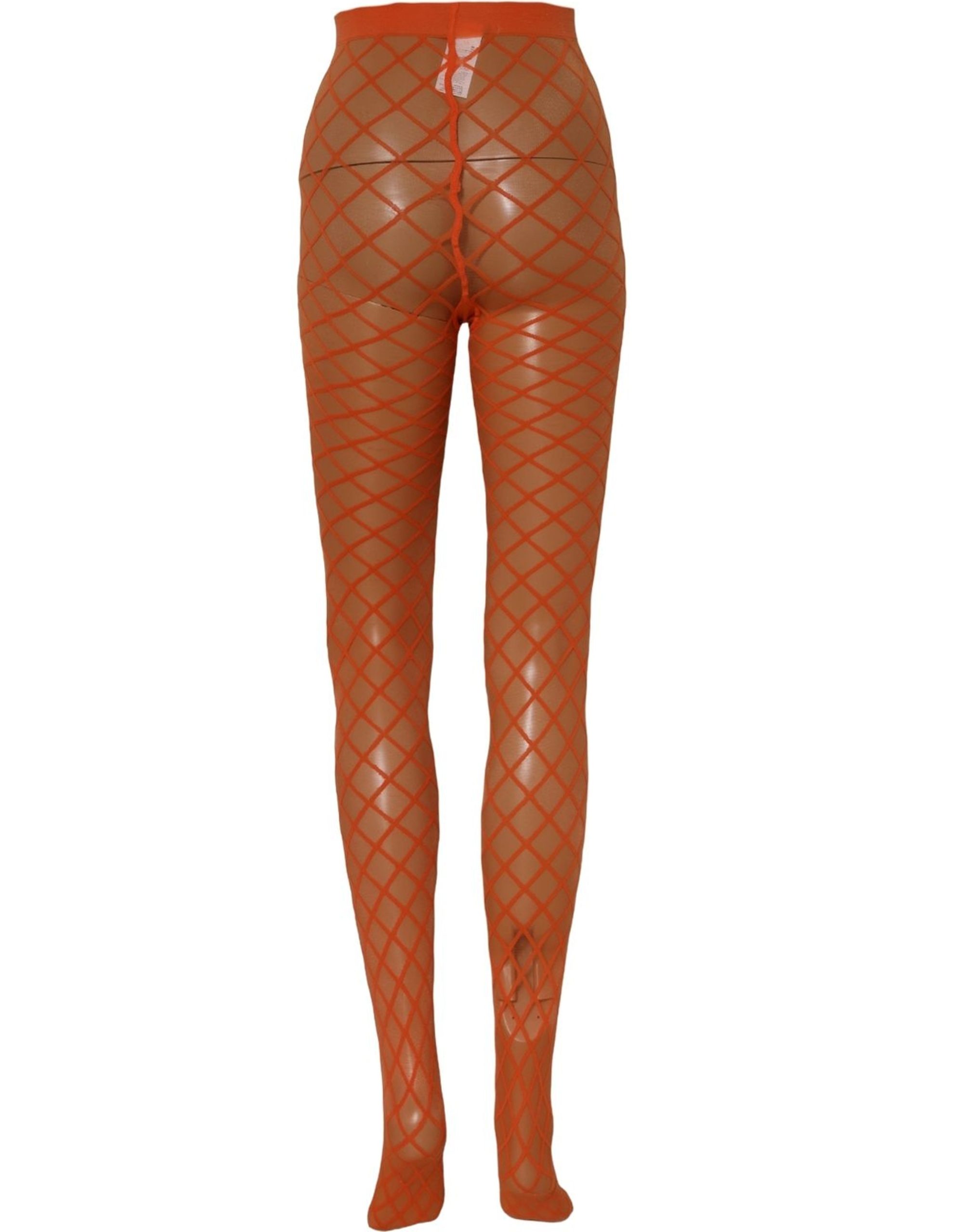Dolce & Gabbana Orange Nylon Fishnet Pantyhose Stockings Socks - Image 4