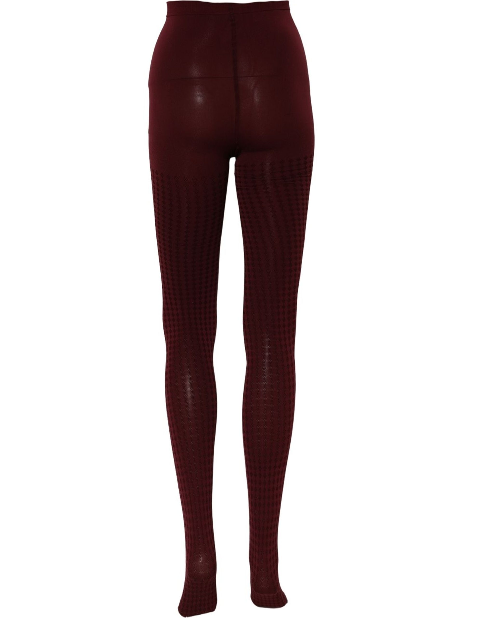 Dolce & Gabbana Burgundy Nylon Fishnet Pantyhose Stockings Socks - Image 4