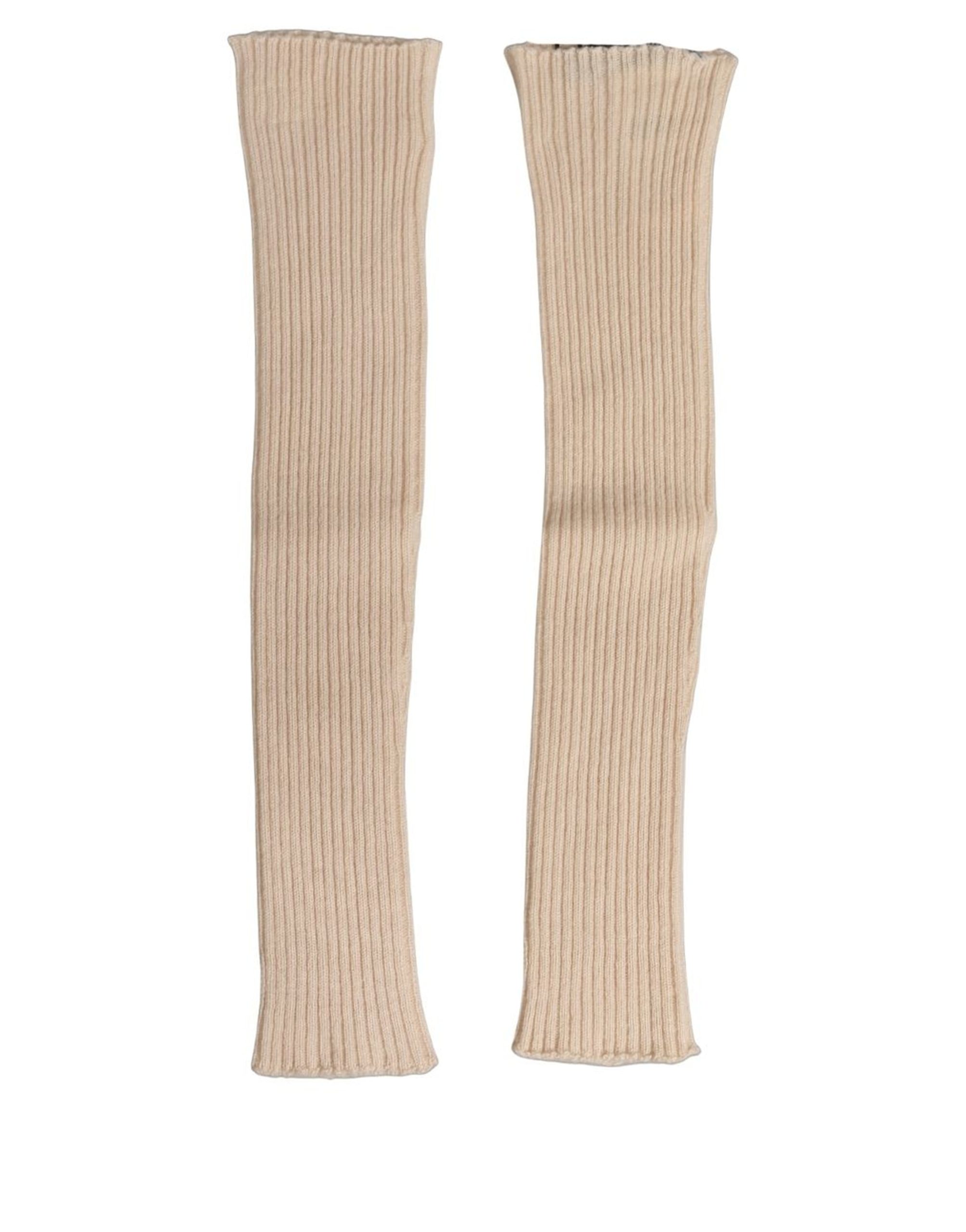 Dolce & Gabbana Camel Brown Cashmere Knit Arm Warmer Gloves - Image 4