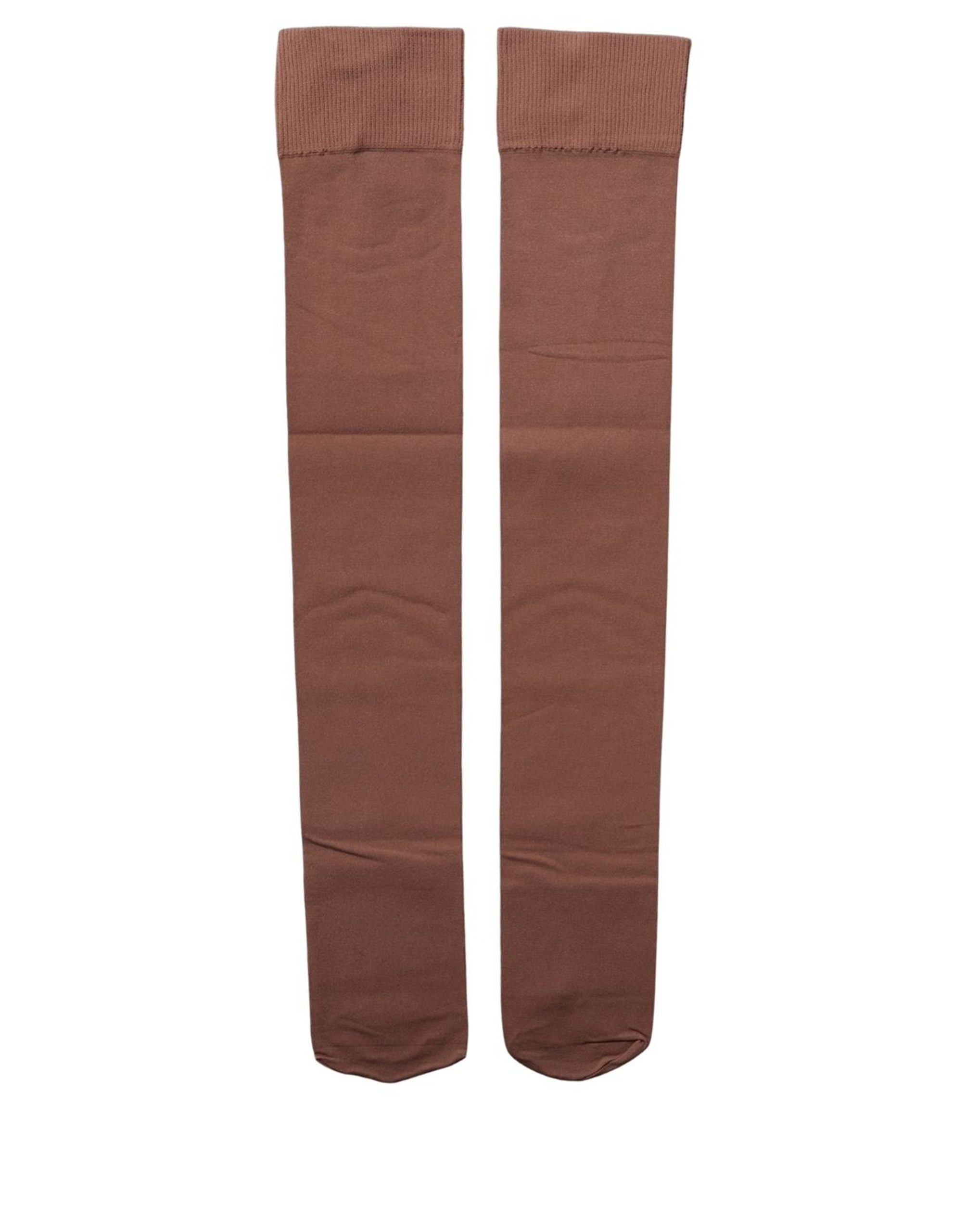 Dolce & Gabbana Brown Nylon Stretch Over The Calf Stockings Socks - Image 3