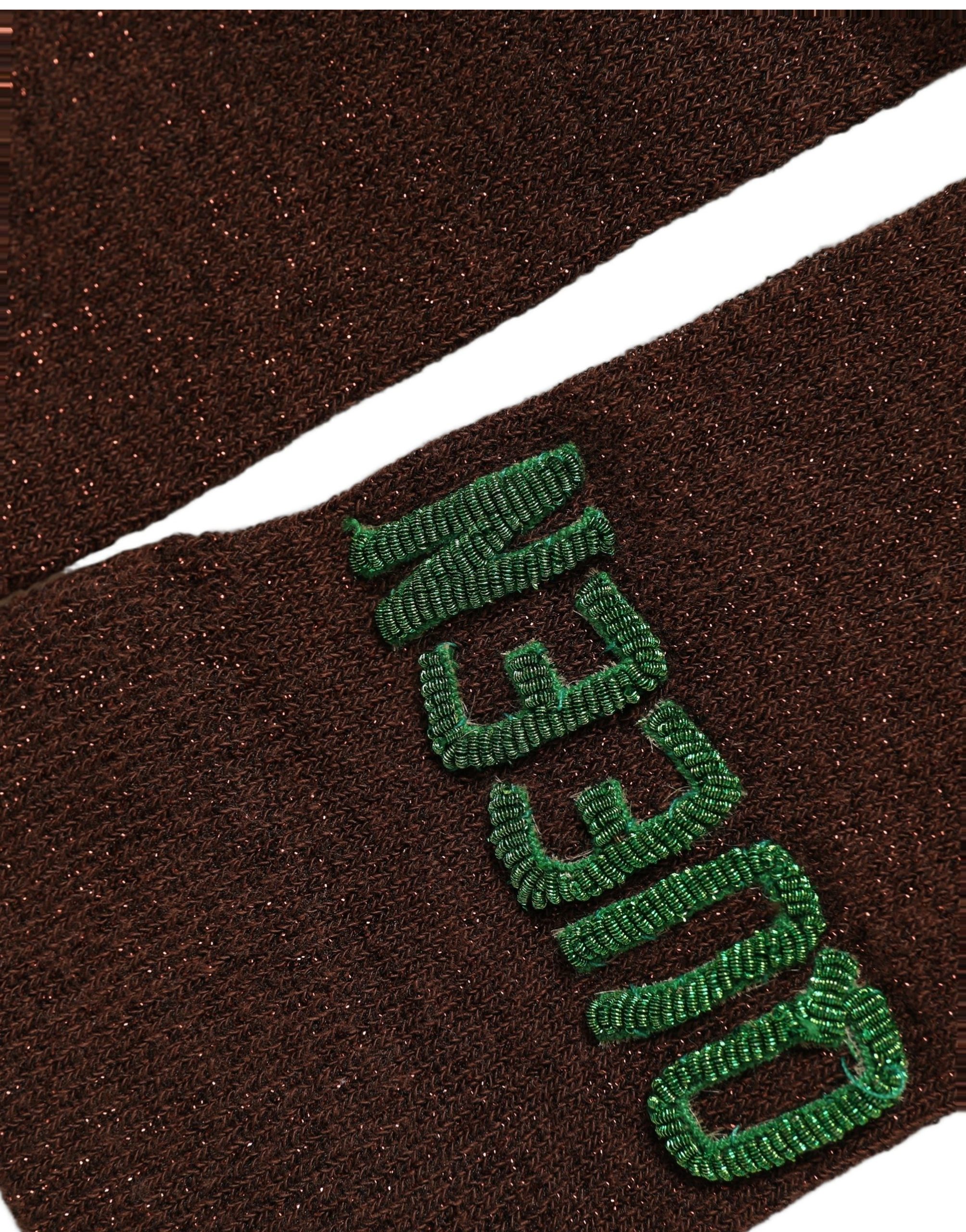 Dolce & Gabbana Brown Embroidered Cotton Mid Calf Accessory Socks - Image 3