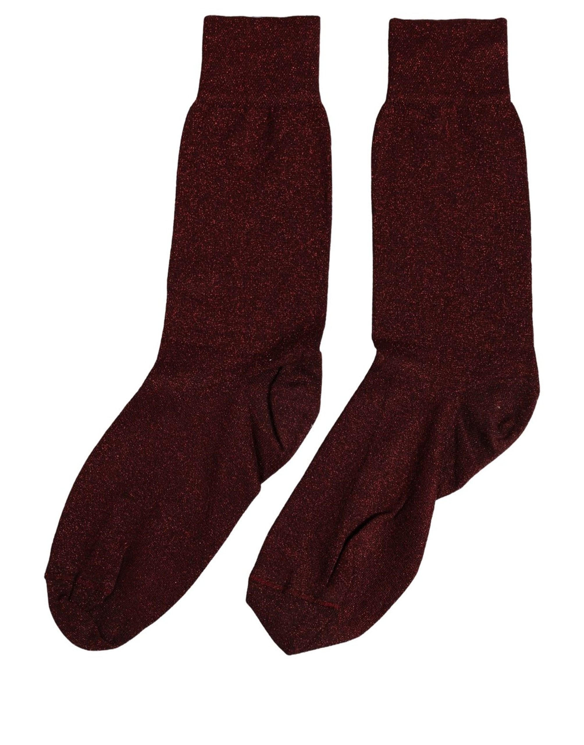 Dolce & Gabbana Burgundy Viscose Mid Calf Accessory Socks - Image 2