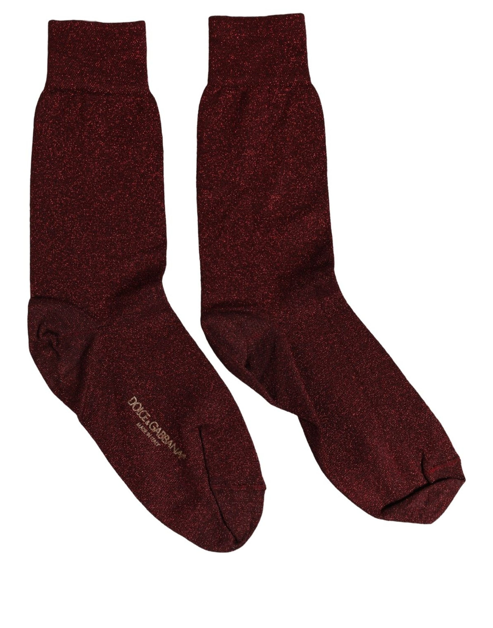Dolce & Gabbana Burgundy Viscose Mid Calf Accessory Socks - Image 3