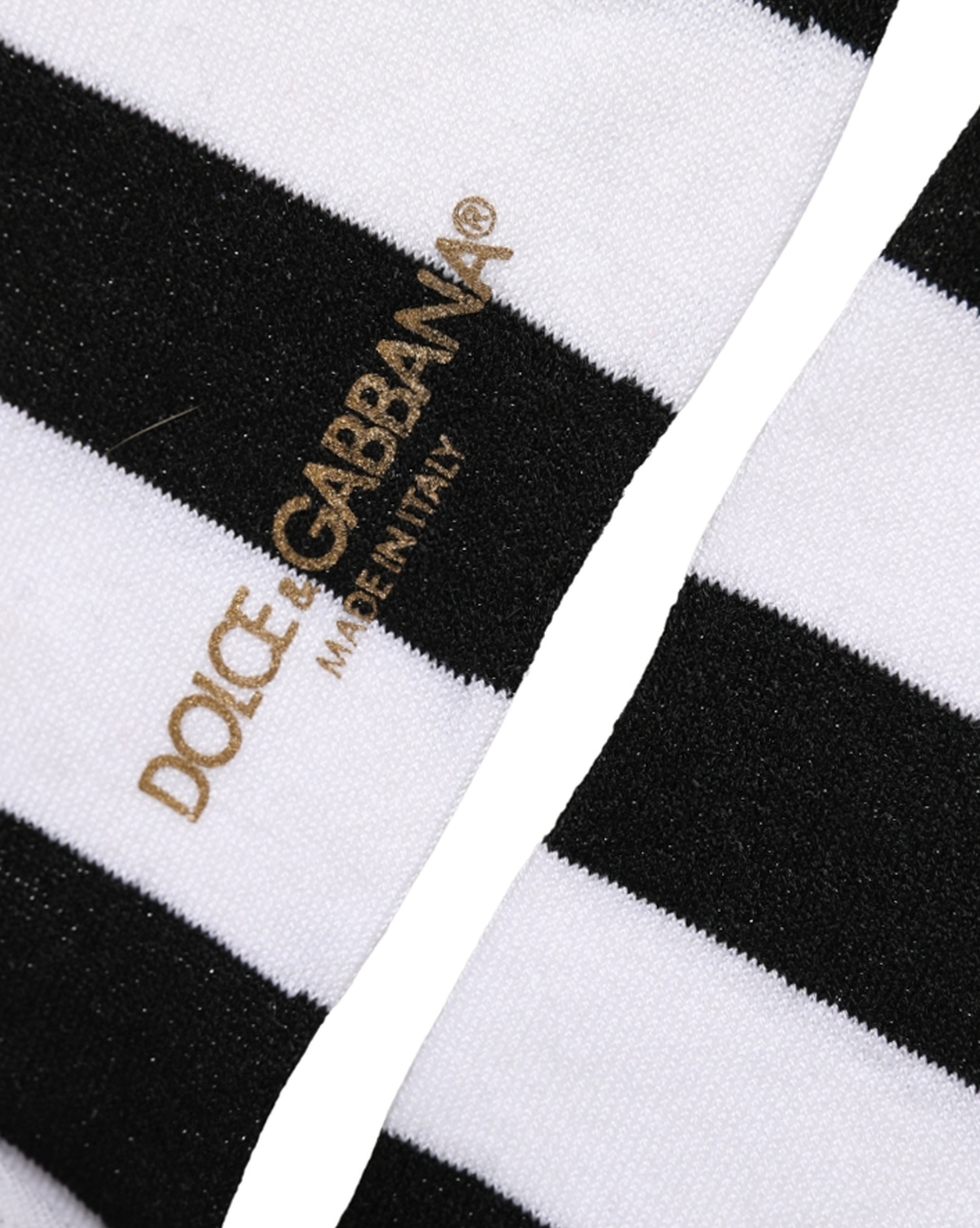 Dolce & Gabbana Black White Stripes Mid Calf Accessory Socks