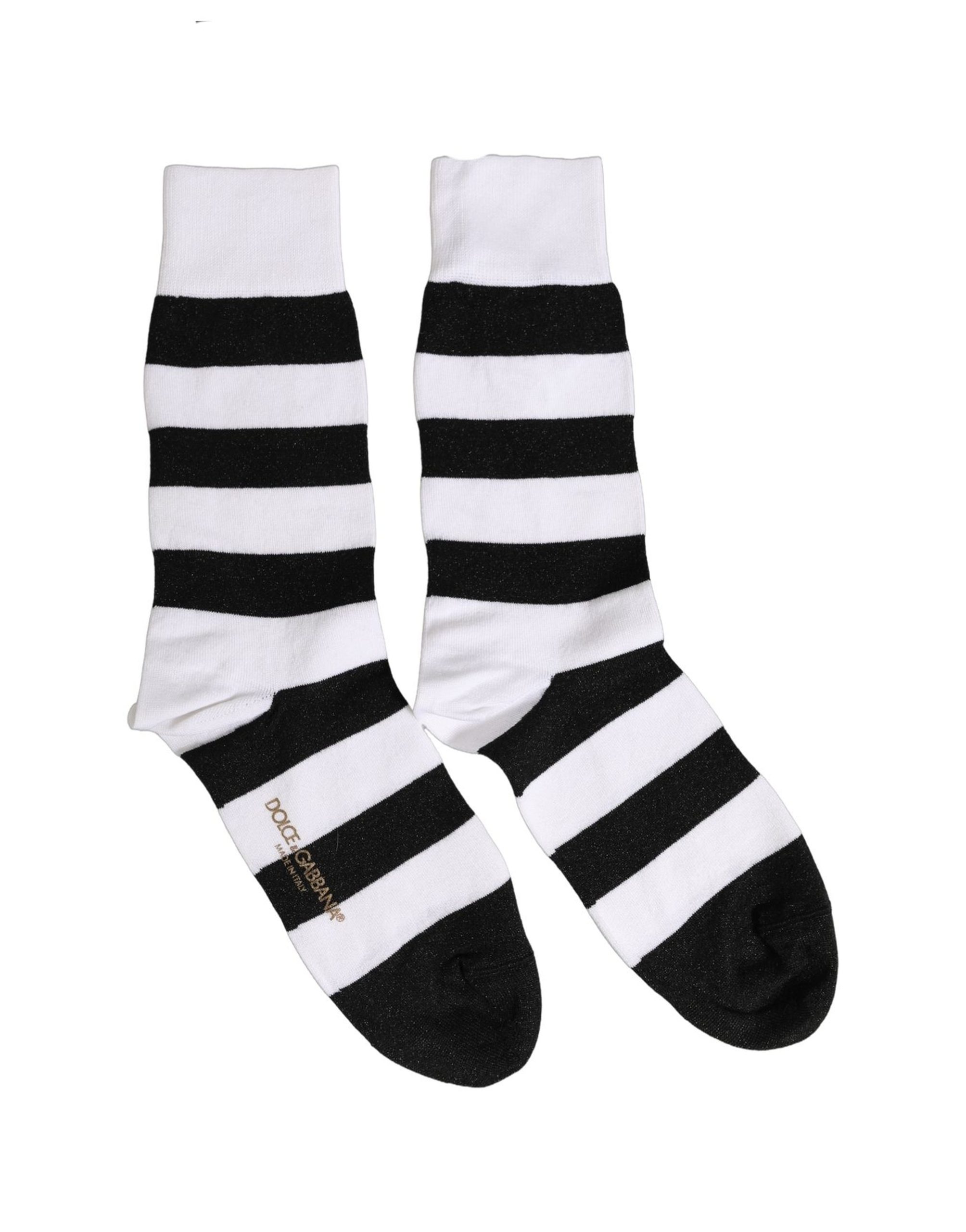 Dolce & Gabbana Black White Stripes Mid Calf Accessory Socks - Image 3