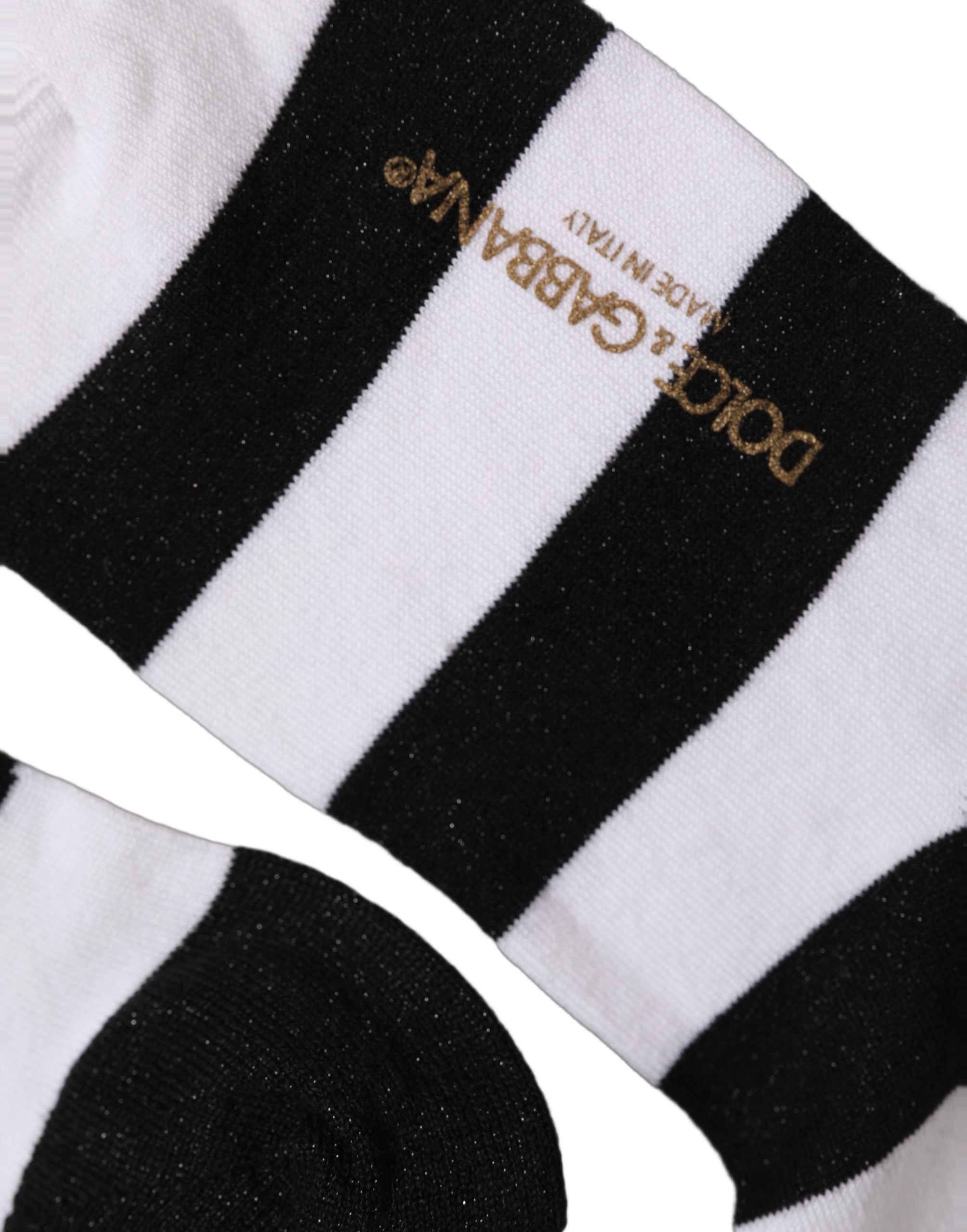 Dolce & Gabbana Black White Stripes Mid Calf Accessory Socks