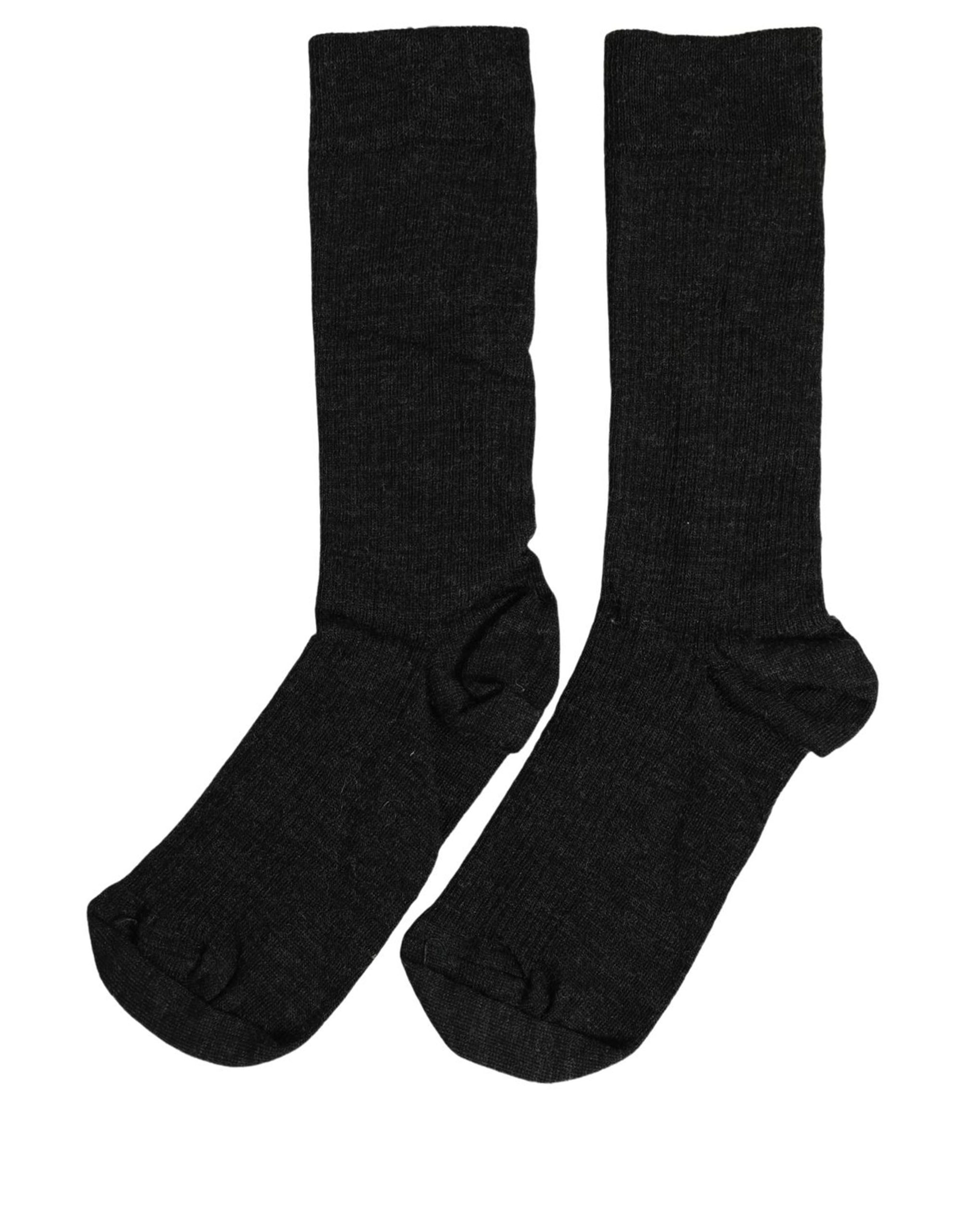 Dolce & Gabbana Black Wool DG Logo Mid Calf Accessory Socks - Image 4