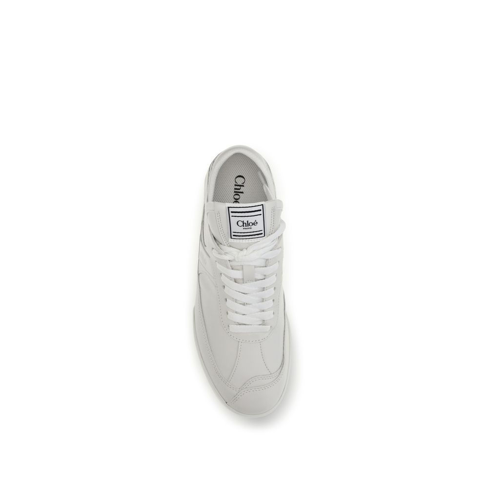 ChloƩ White Calf Leather Bos Taurus Athletic Sneakers - Image 4