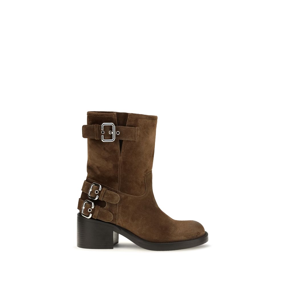 ChloƩ Brown Calf Leather Bos Taurus Ankle Boots