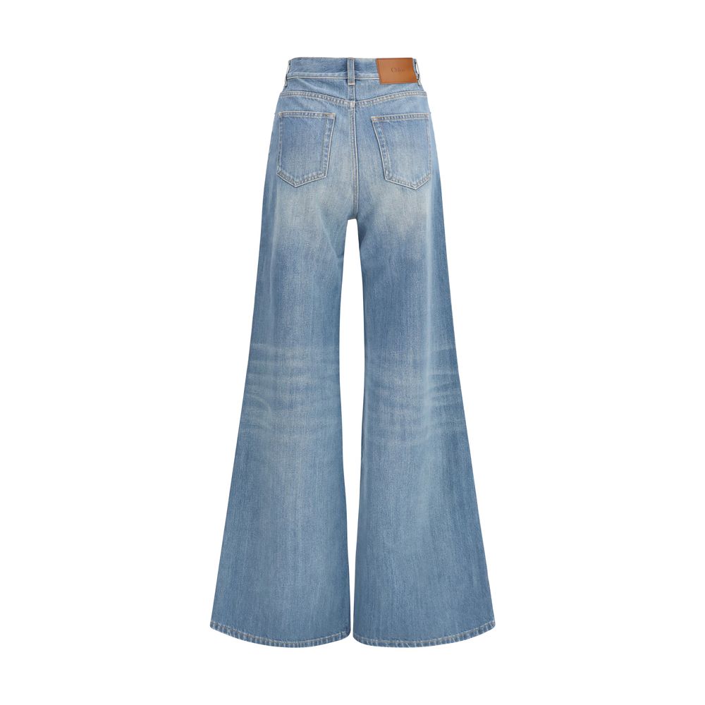 ChloƩ Blue Cotton Flared Jeans - Image 2