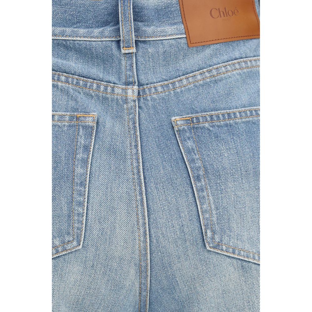 ChloƩ Blue Cotton Flared Jeans - Image 3