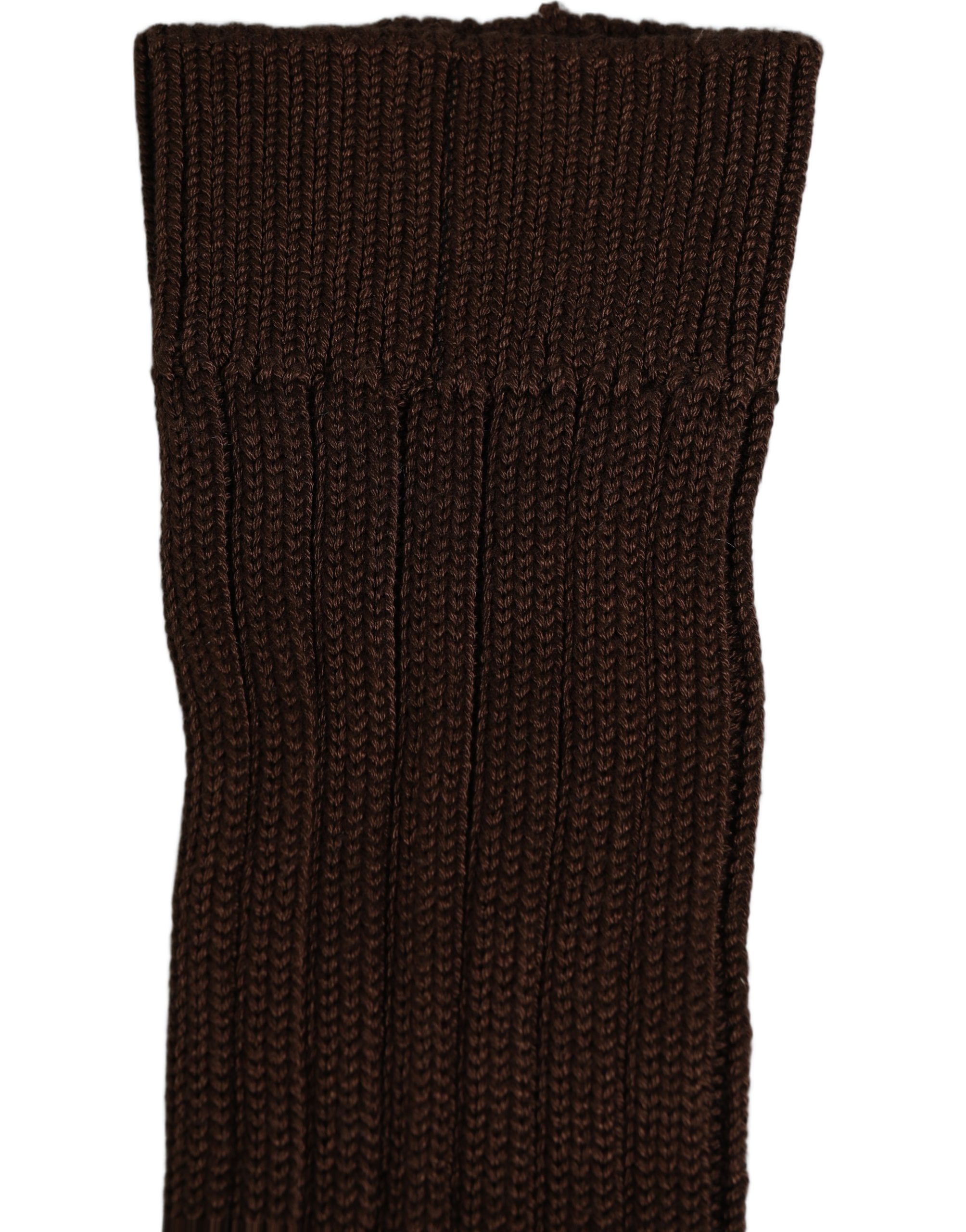 Dolce & Gabbana Dark Brown Nylon Ribbed Over The Calf Socks - Image 5