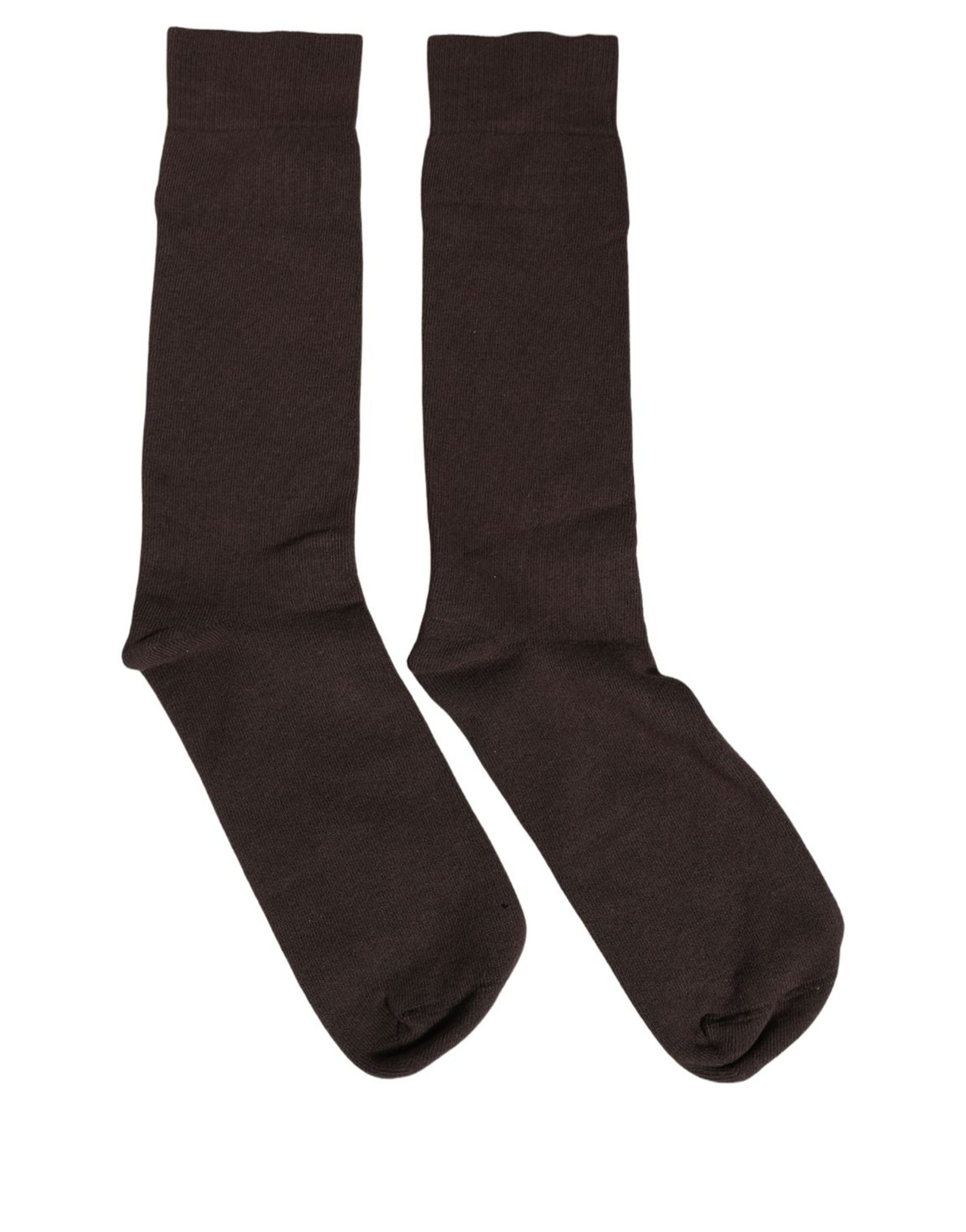 Dolce & Gabbana Dark Brown Cotton Over The Calf Accessory Socks - Image 2