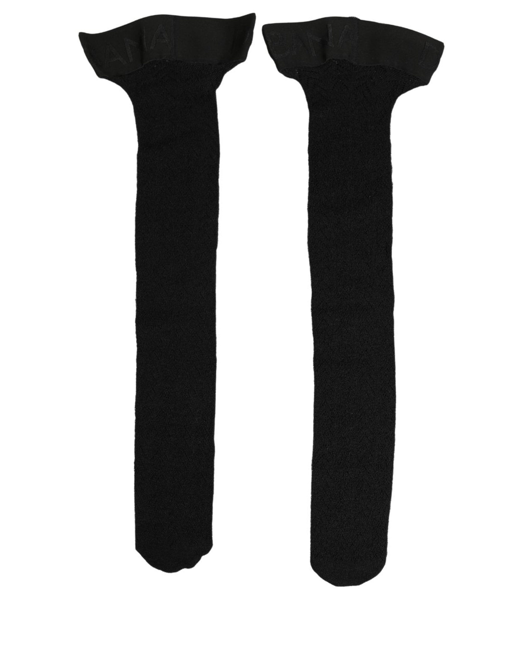 Dolce & Gabbana Black Wool Logo Calf Long Women Accessory Socks - Image 3