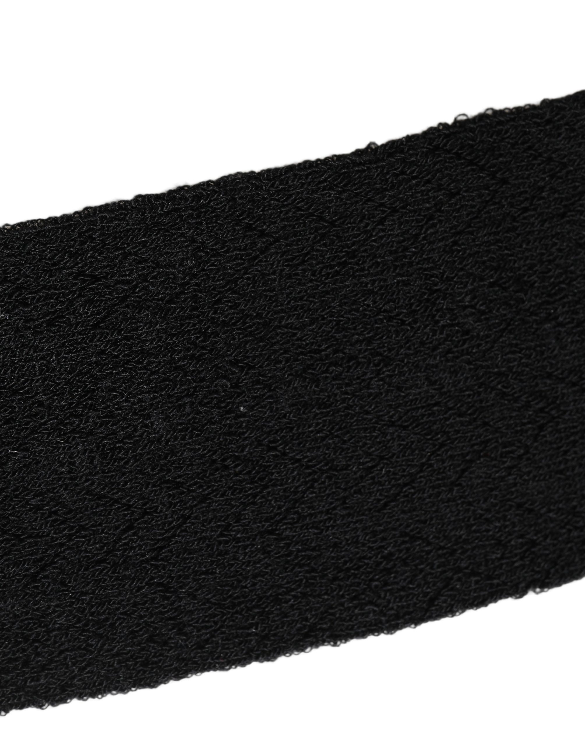 Dolce & Gabbana Black Wool Logo Calf Long Women Accessory Socks - Image 4