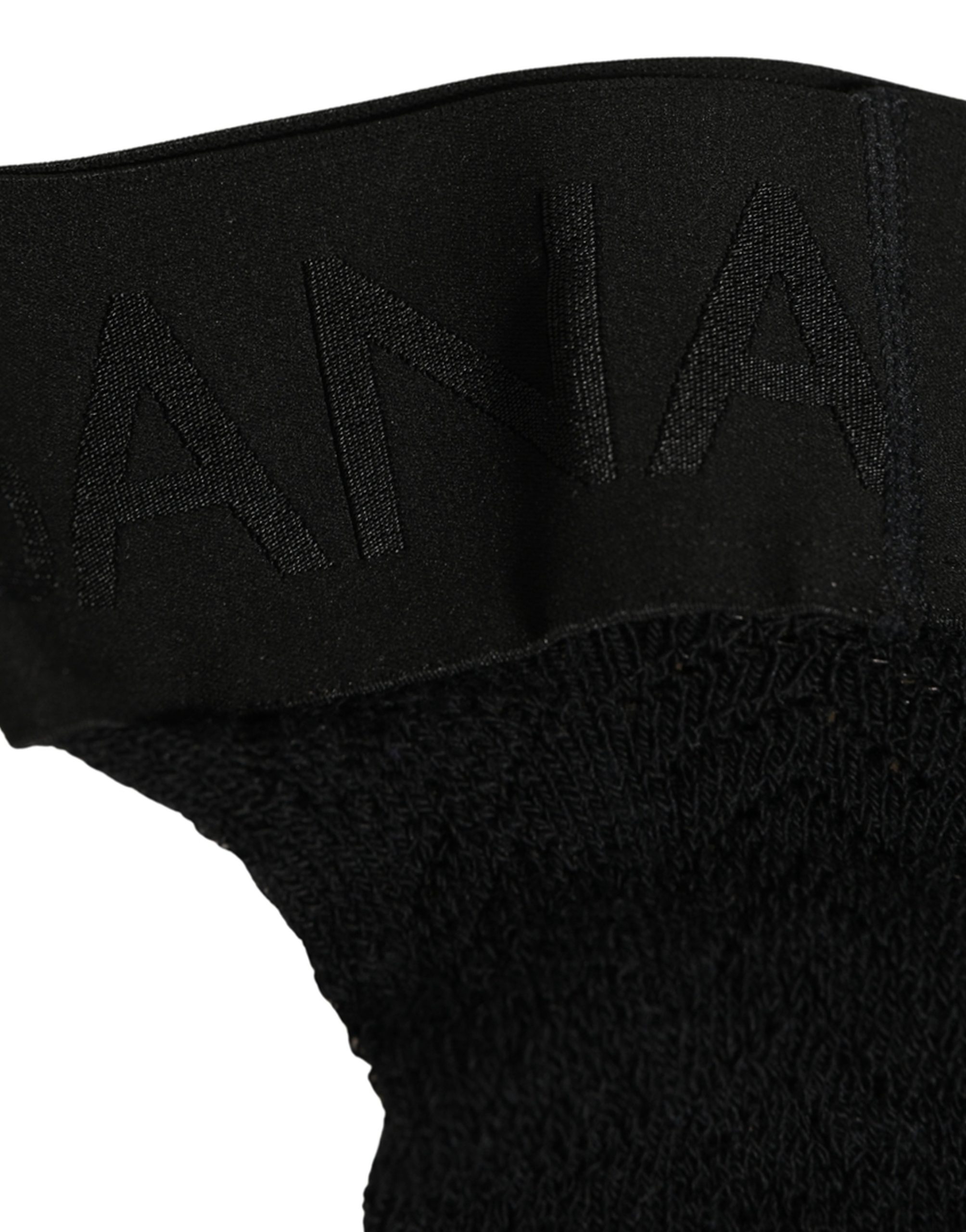 Dolce & Gabbana Black Wool Logo Calf Long Women Accessory Socks - Image 5