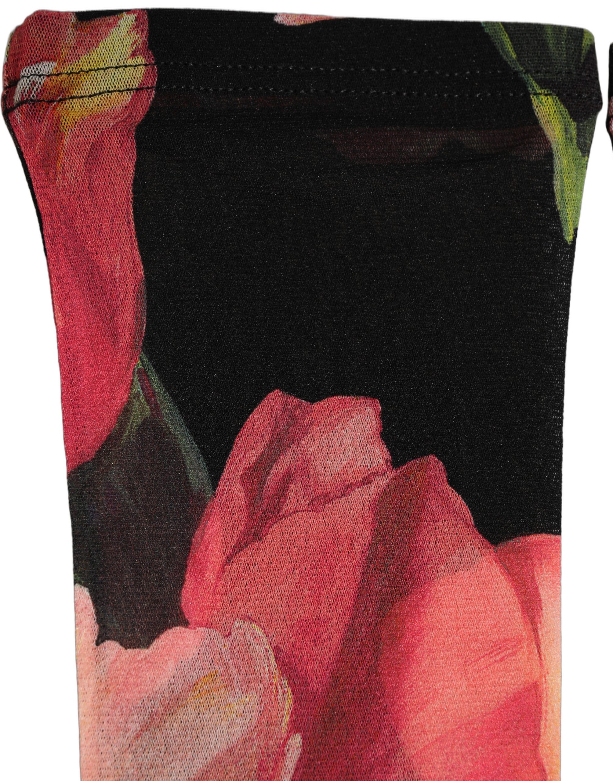 Dolce & Gabbana Black Pink Floral Tulip Nylon Stockings Socks - Image 5