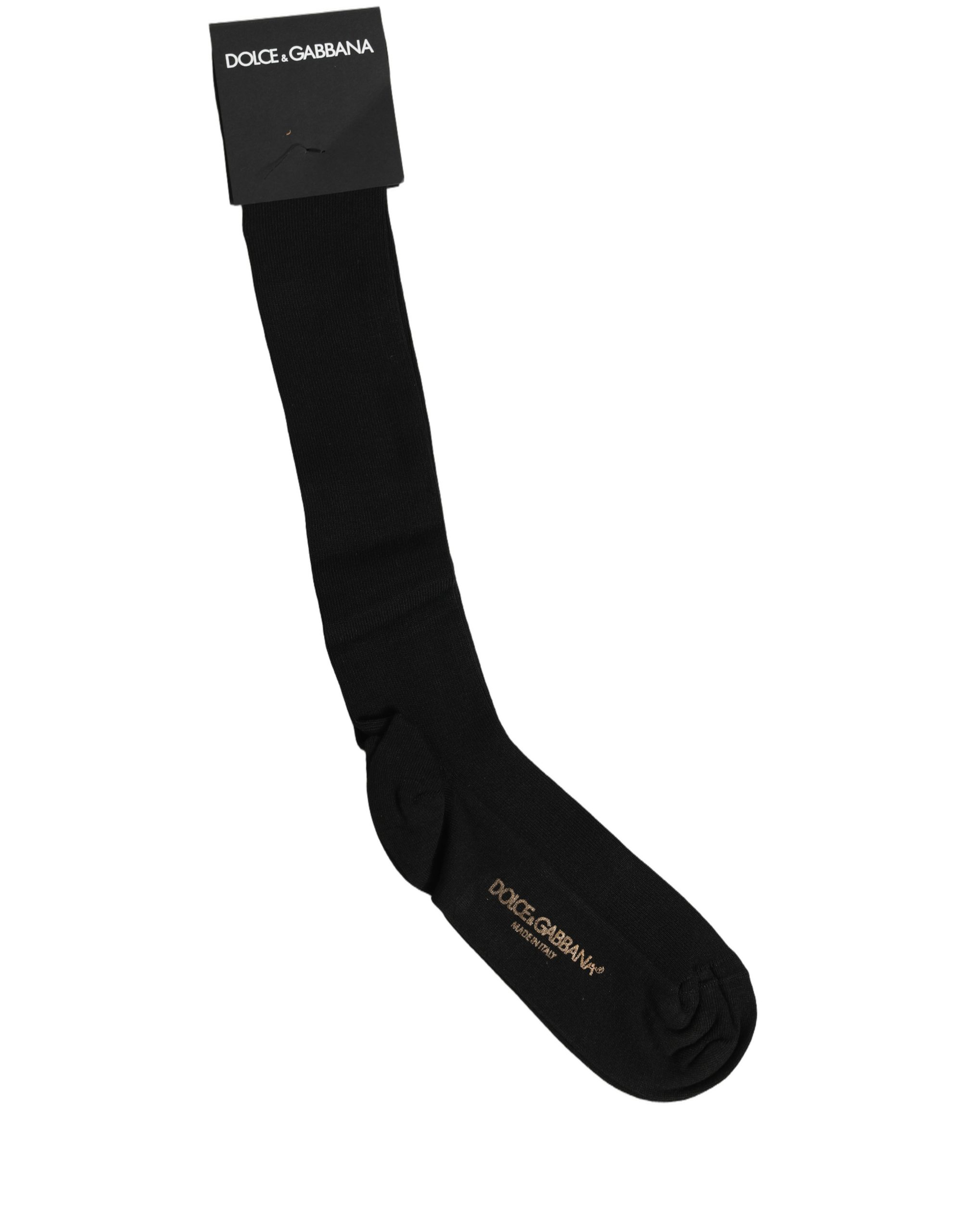 Dolce & Gabbana Black Viscose Logo Over The Calf Accessory Socks - Image 3