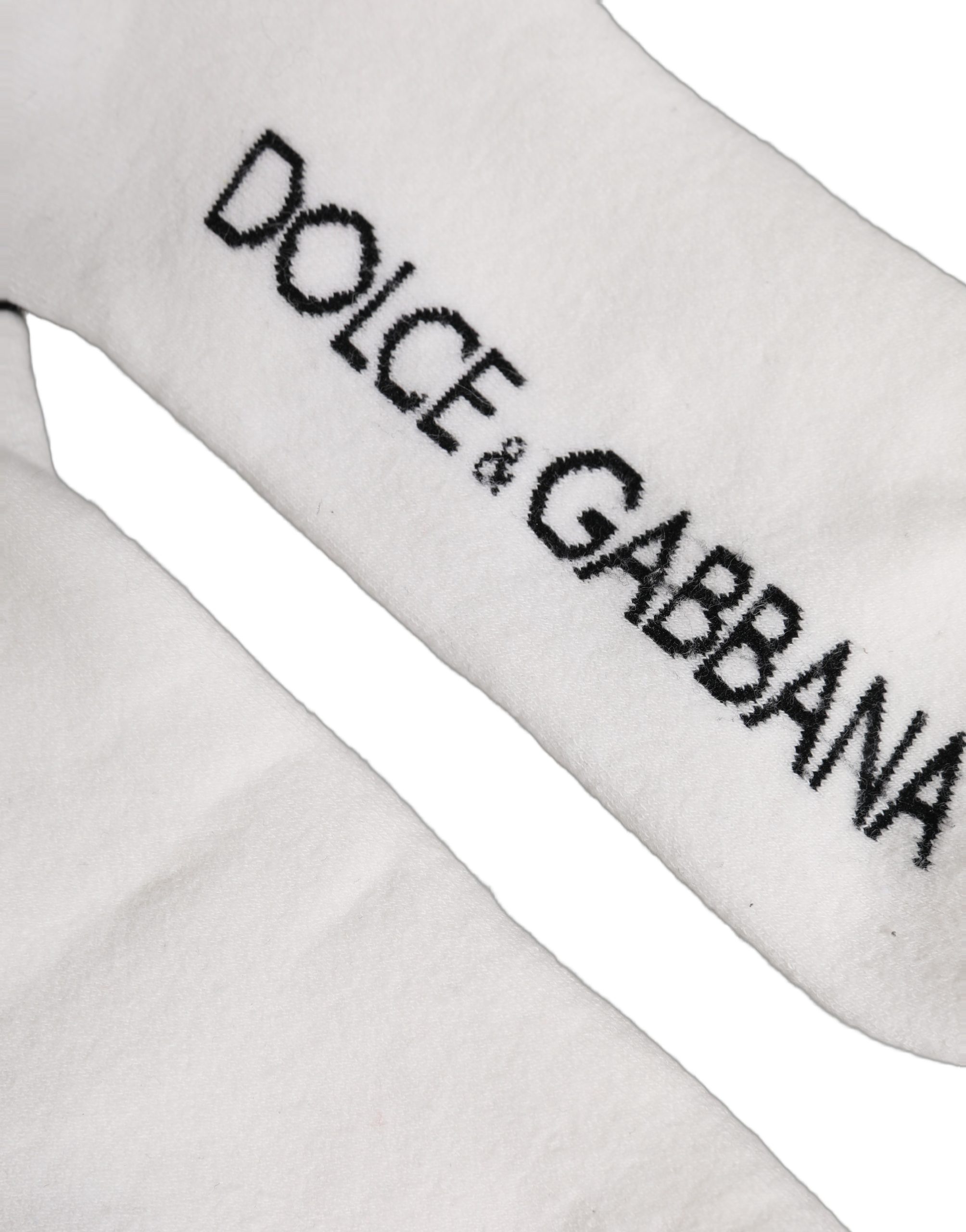 Dolce & Gabbana White Black Cotton Ankle Length DG Logo Socks - Image 4