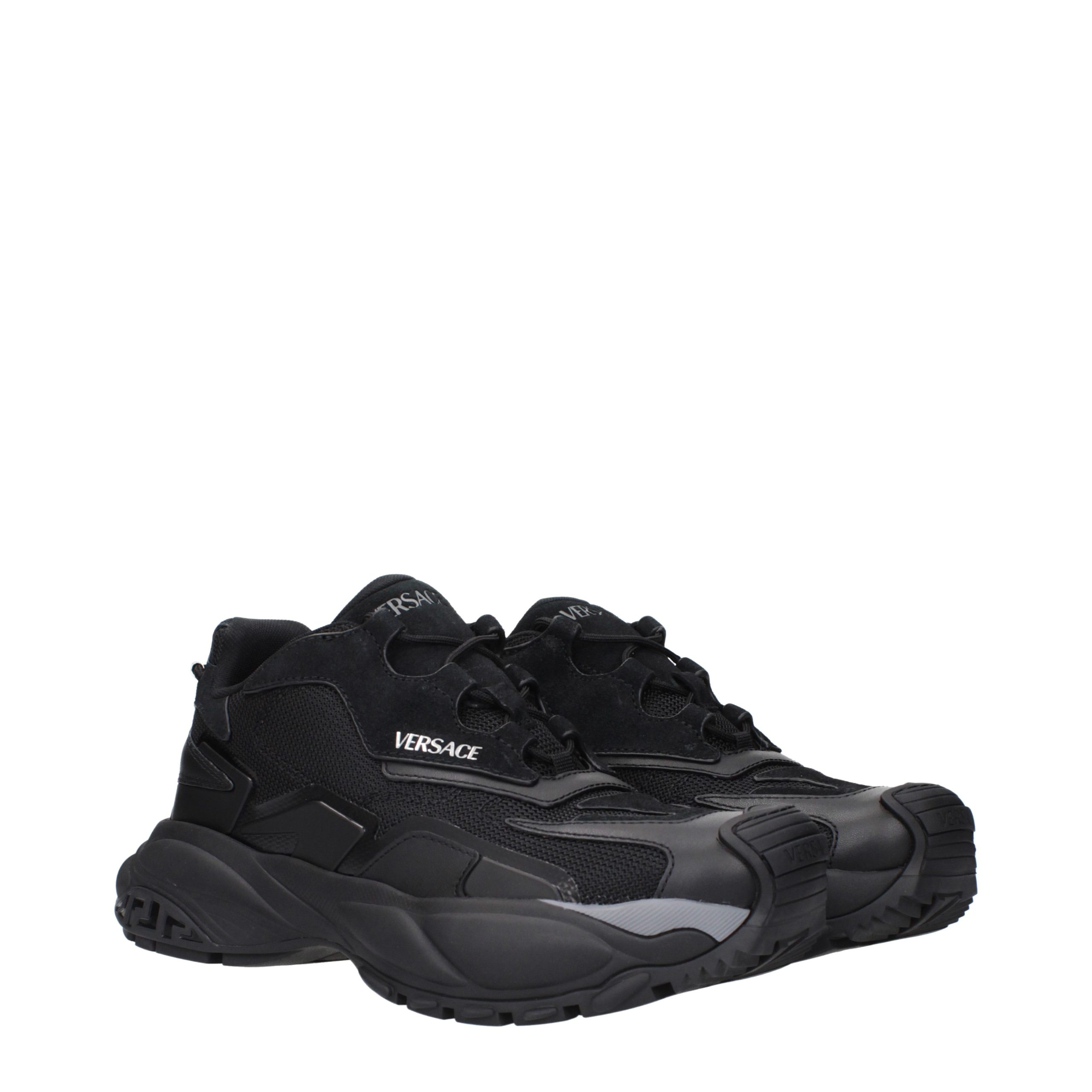 Versace Black Fabric Chunky Sneakers - Image 2