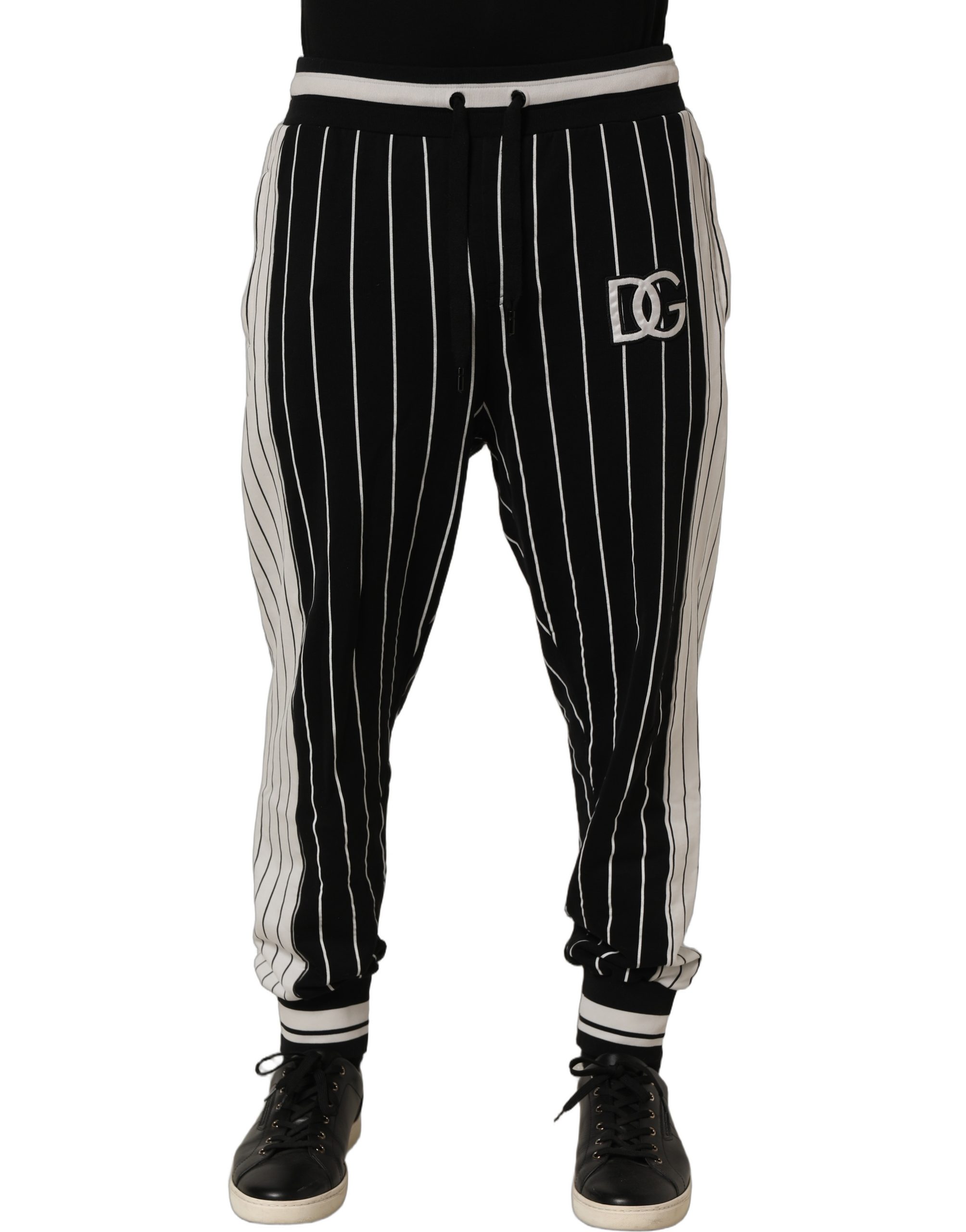 Dolce & Gabbana Black Striped DG Patch Men Sweatpants Pants - Image 2