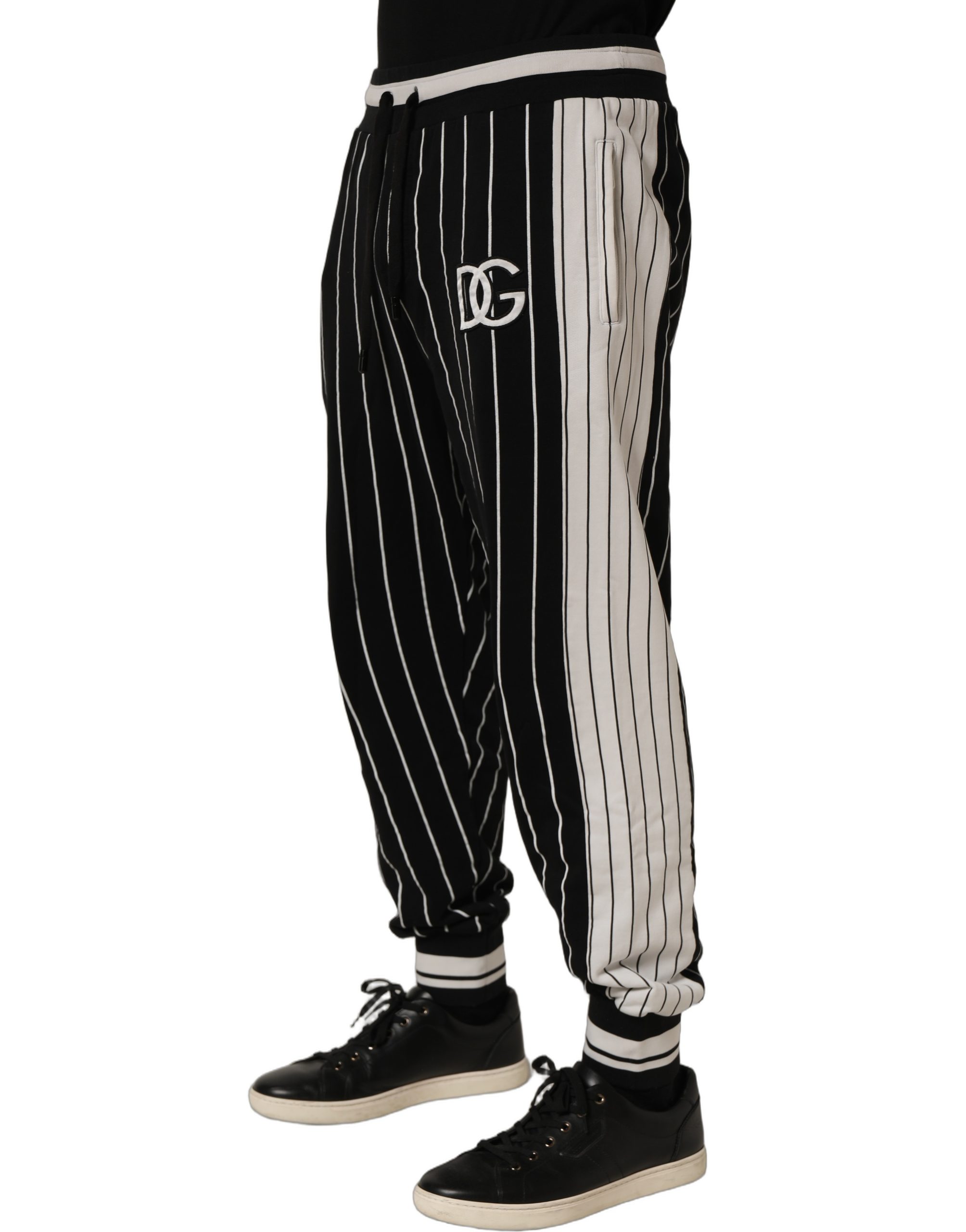 Dolce & Gabbana Black Striped DG Patch Men Sweatpants Pants - Image 3