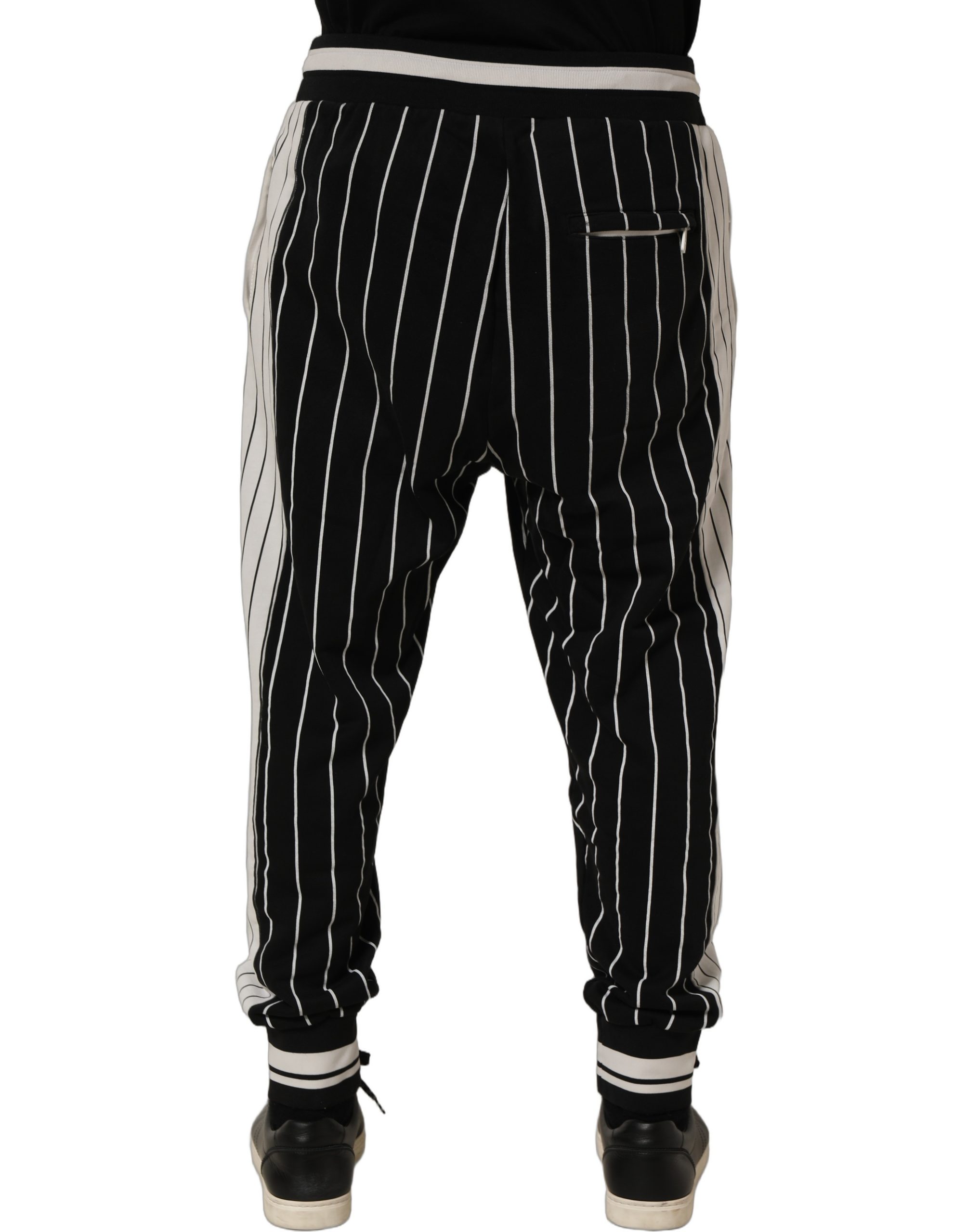 Dolce & Gabbana Black Striped DG Patch Men Sweatpants Pants - Image 5