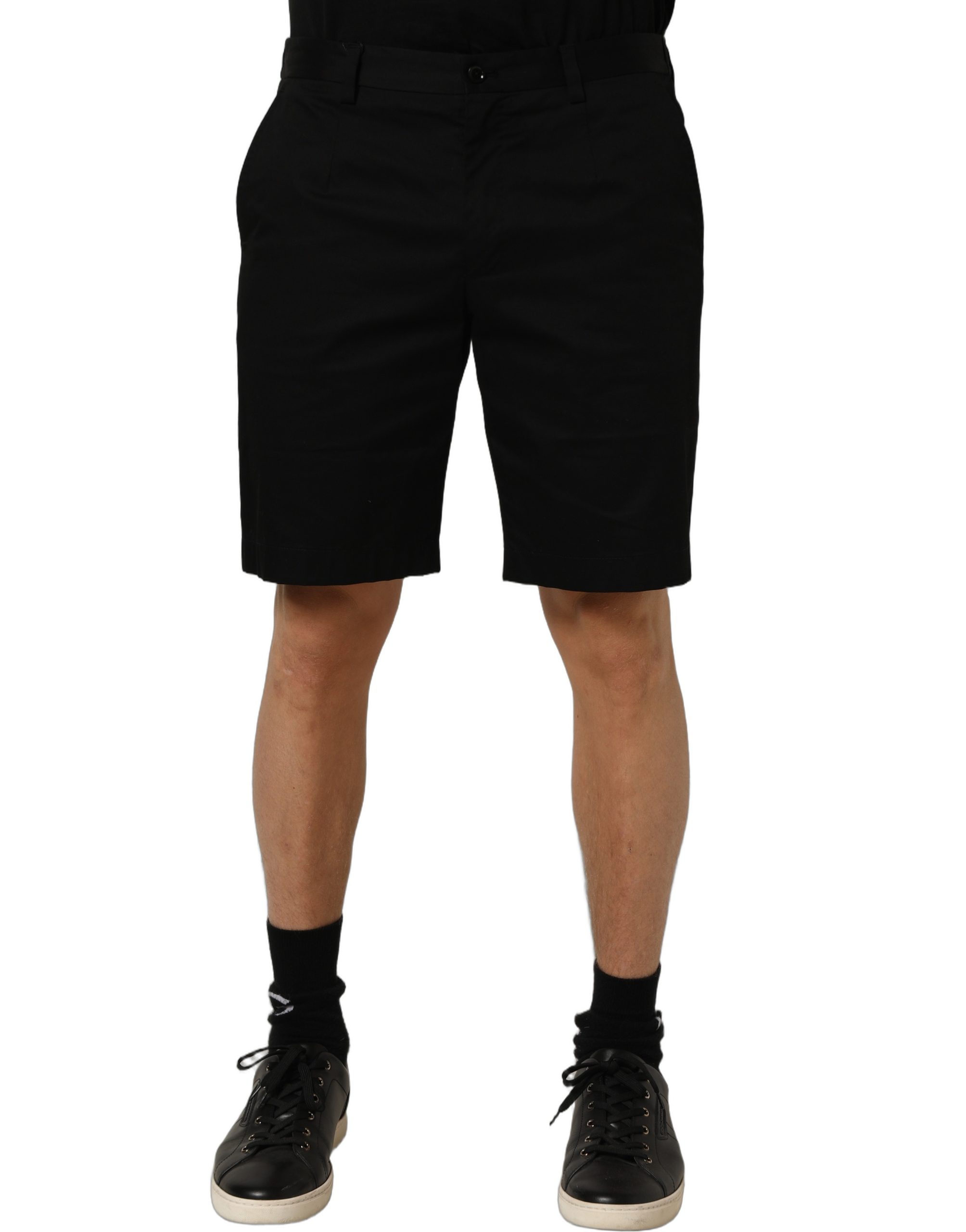 Dolce & Gabbana Black Cotton Mid Waist Men Bermuda Shorts - Image 2
