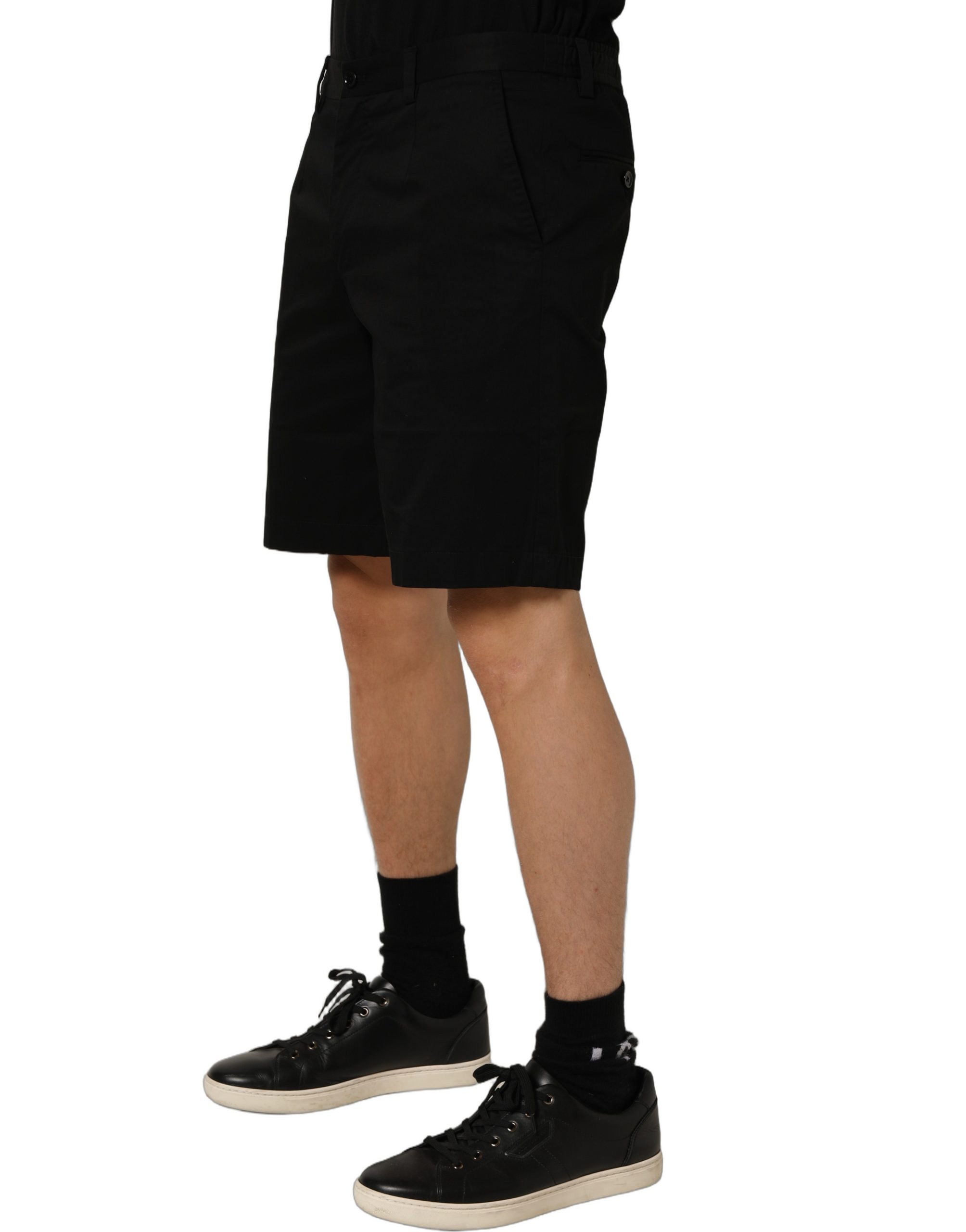Dolce & Gabbana Black Cotton Mid Waist Men Bermuda Shorts - Image 4