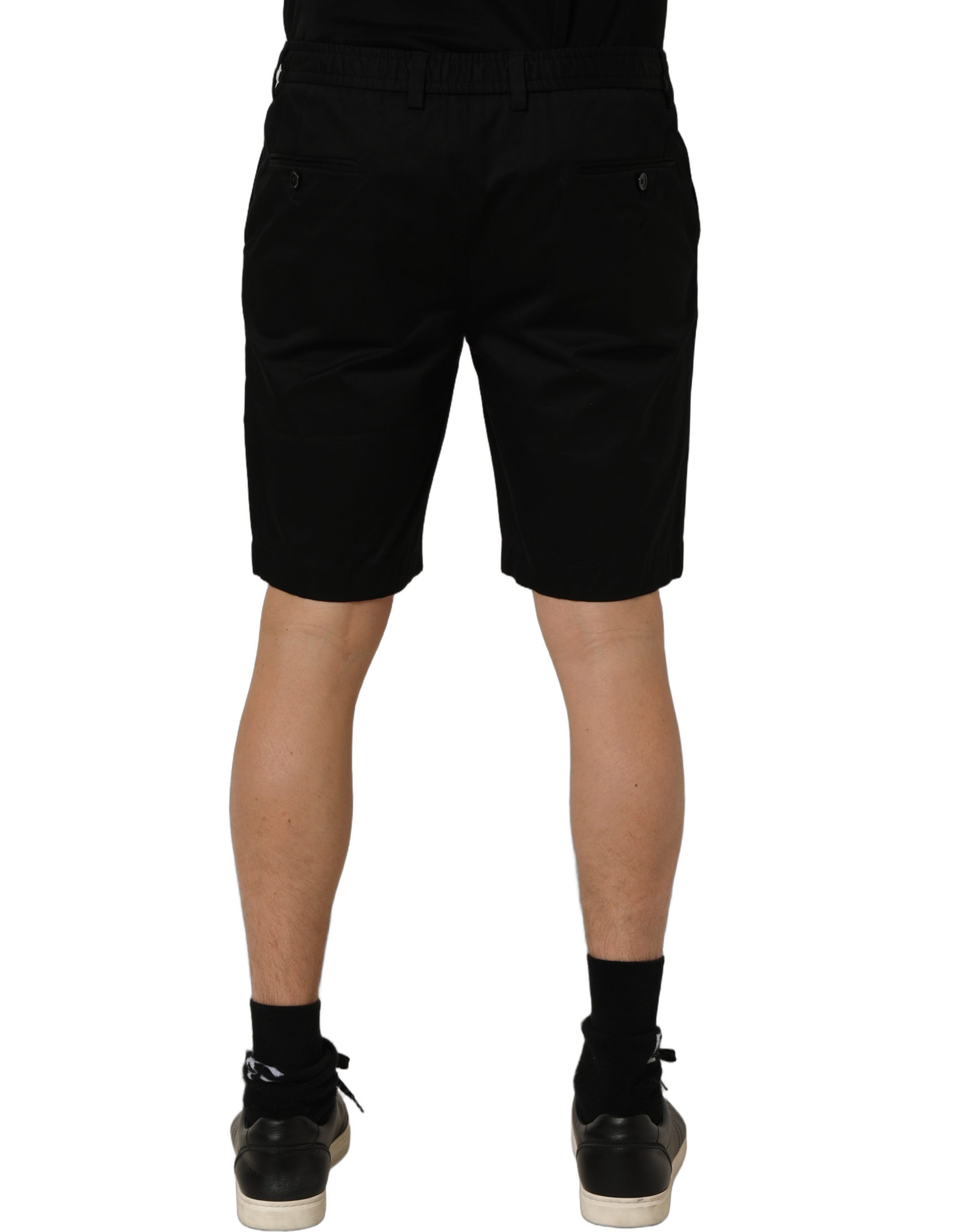 Dolce & Gabbana Black Cotton Mid Waist Men Bermuda Shorts - Image 5