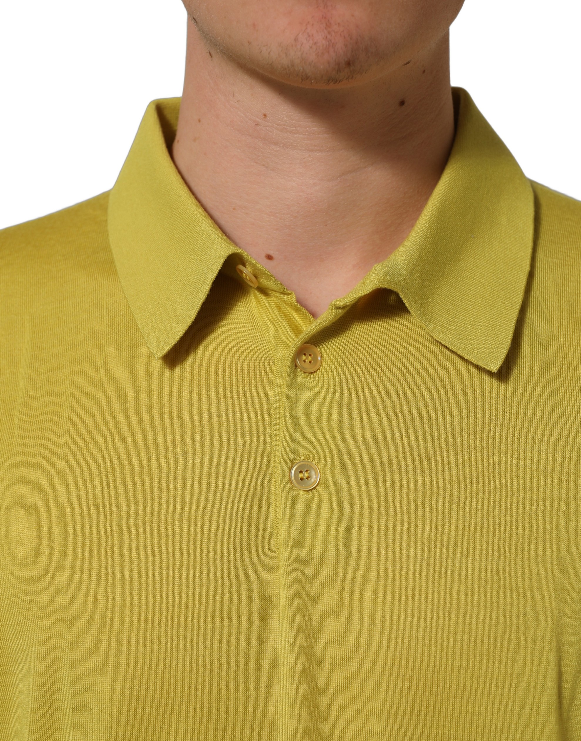 Dolce & Gabbana Yellow Cashmere Short Sleeves Polo T-shirt - Image 2