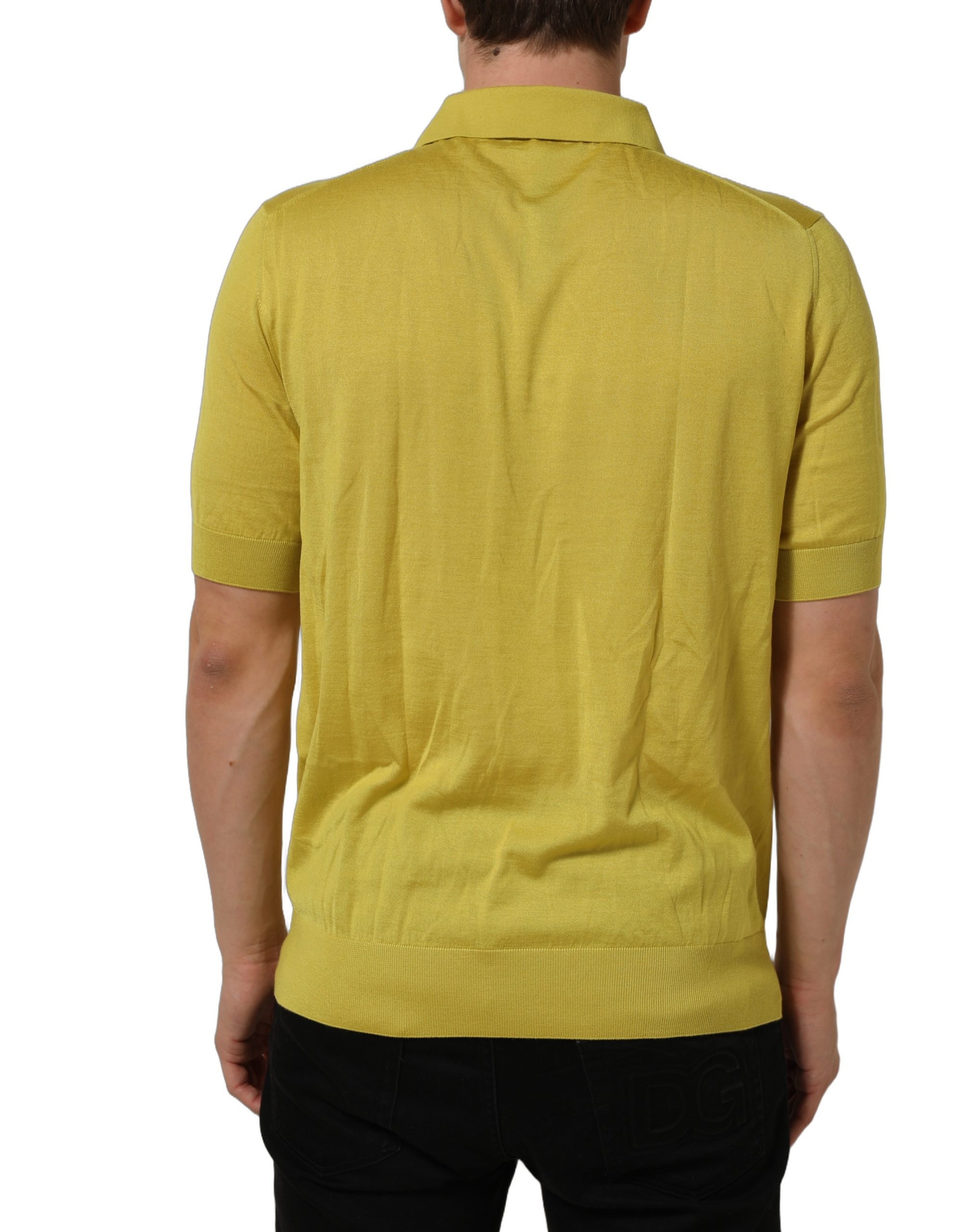 Dolce & Gabbana Yellow Cashmere Short Sleeves Polo T-shirt - Image 6
