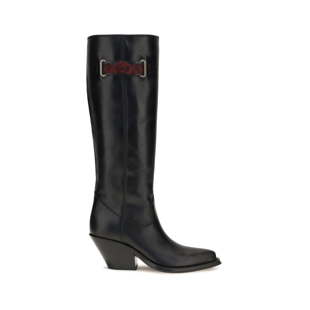 ChloƩ Black Calf Leather Bos Taurus Over The Knee