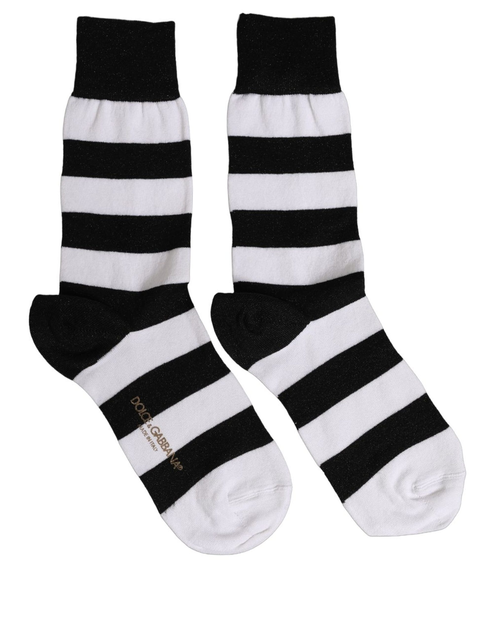 Dolce & Gabbana Black White Stripes Mid Calf Accessory Socks - Image 4