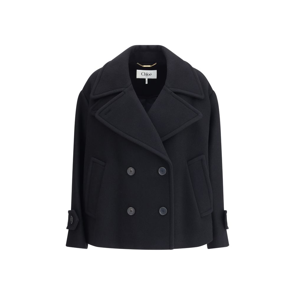 ChloƩ Black Wool Oves Aries Coat