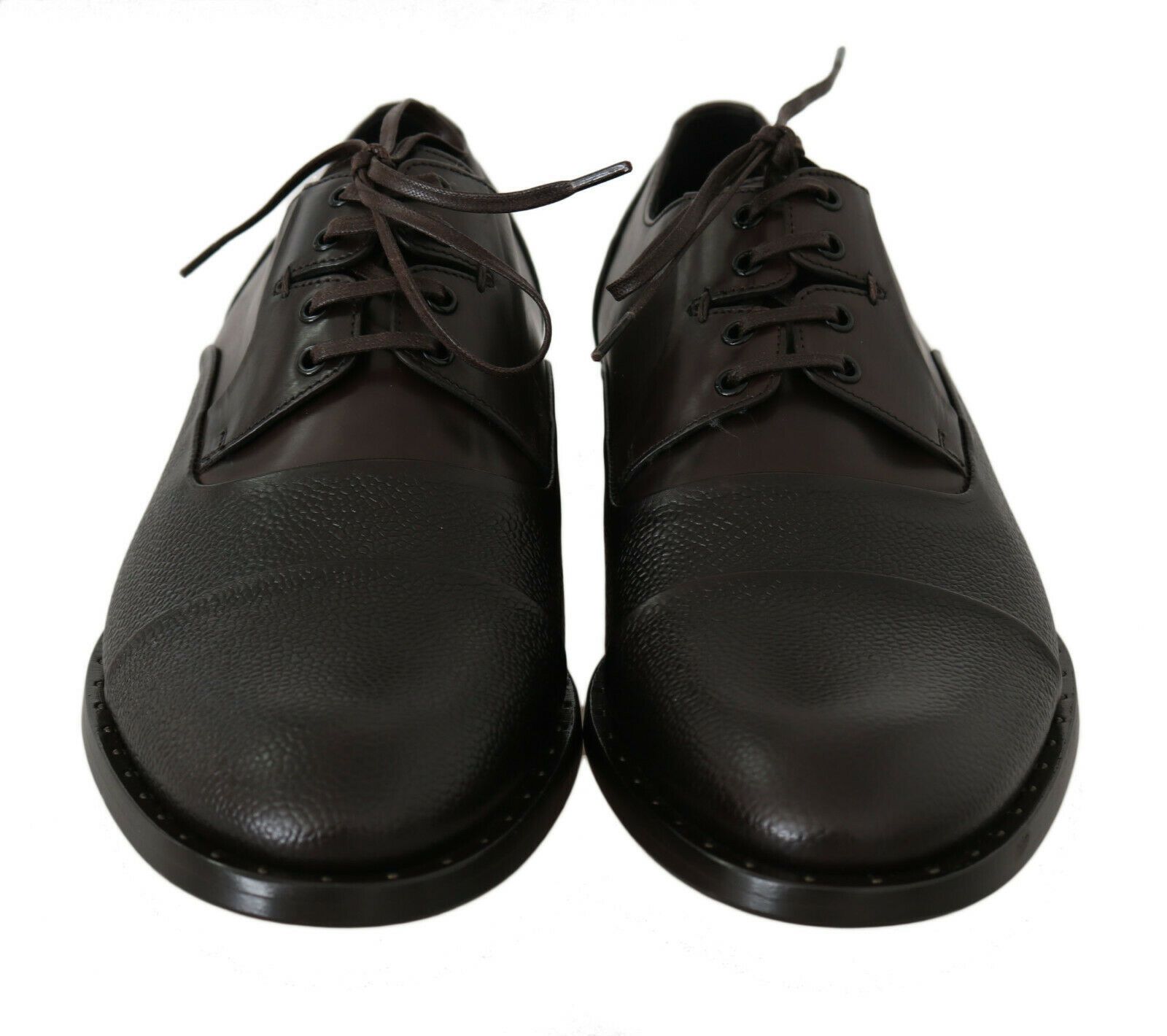 Dolce & Gabbana Brown Leather Laceups Dress Mens Shoes - Image 5