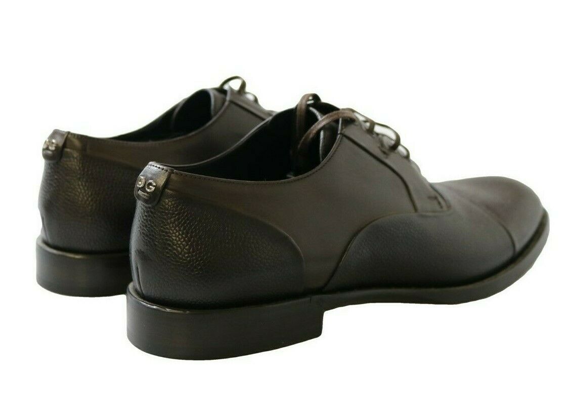 Dolce & Gabbana Brown Leather Laceups Dress Mens Shoes - Image 7