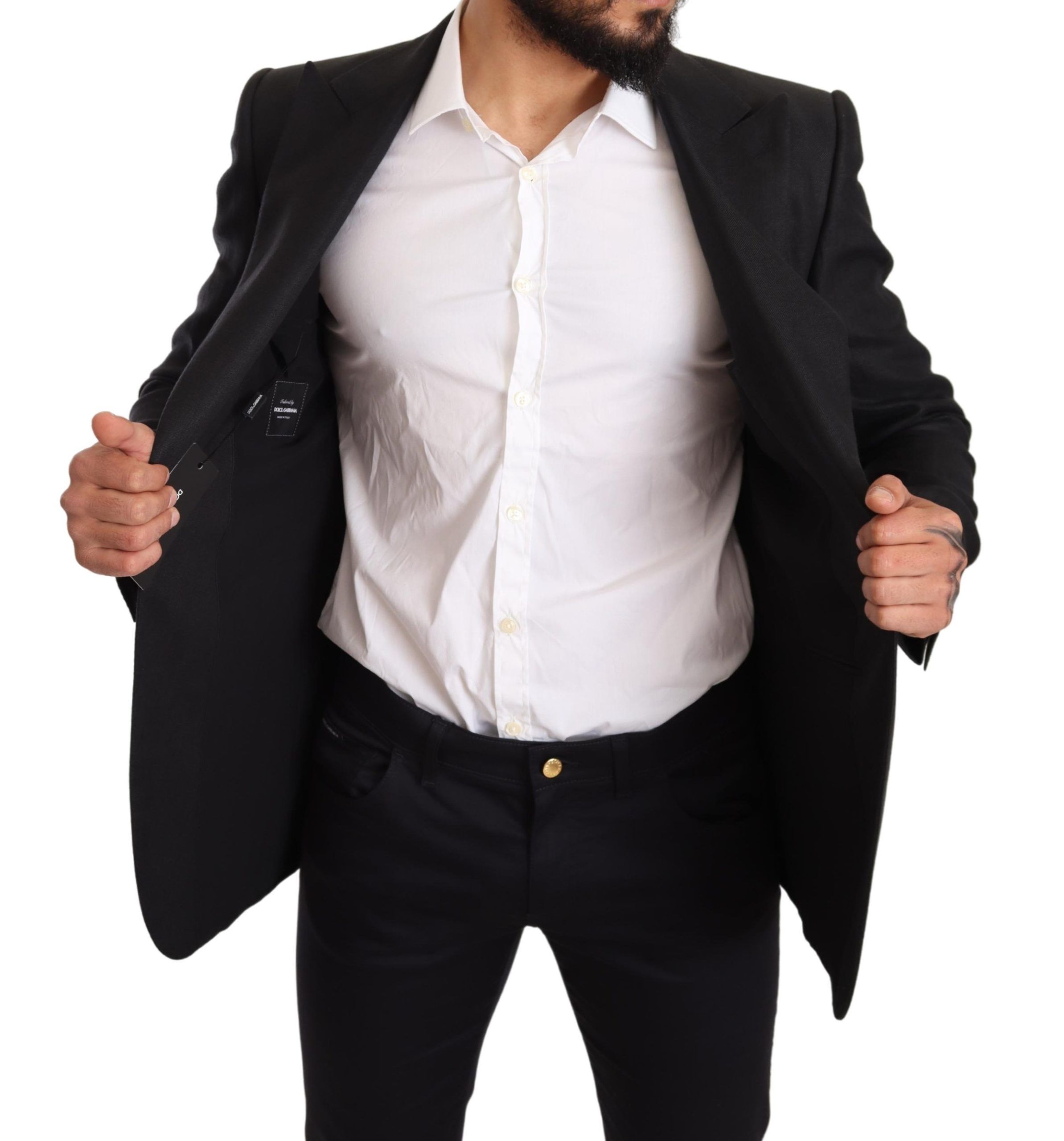 Dolce & Gabbana Black Linen Slim Fit Coat Jacket Blazer - Image 6