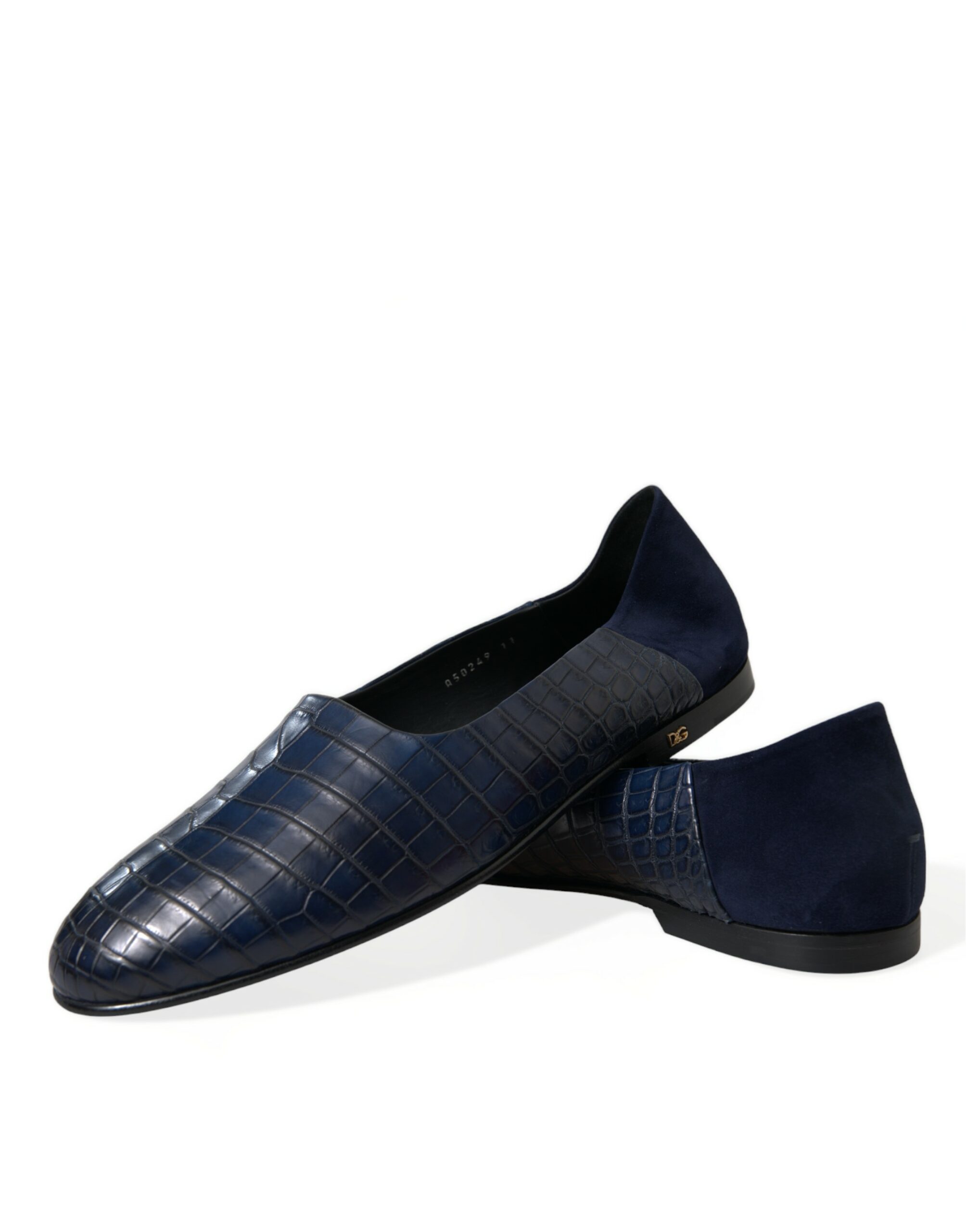 Dolce & Gabbana Blue Crocodile Leather Loafers Slip On Shoes - Image 7