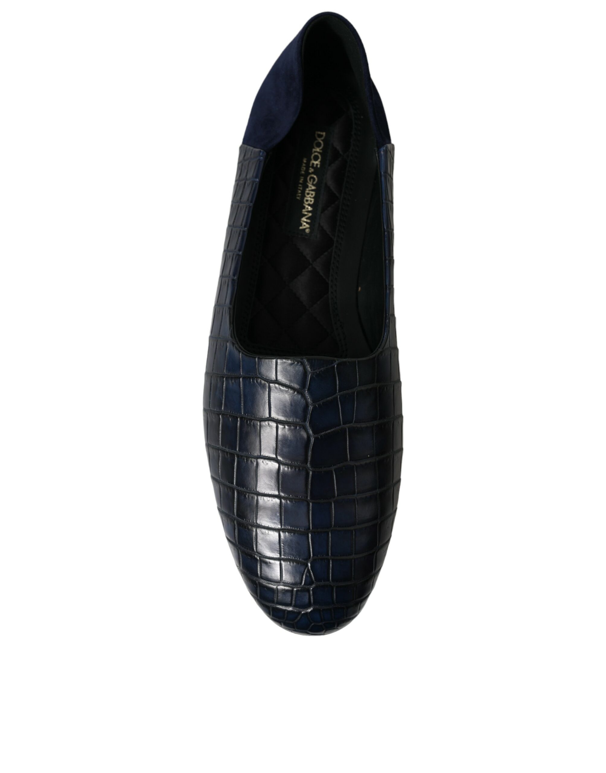 Dolce & Gabbana Blue Crocodile Leather Loafers Slip On Shoes - Image 8