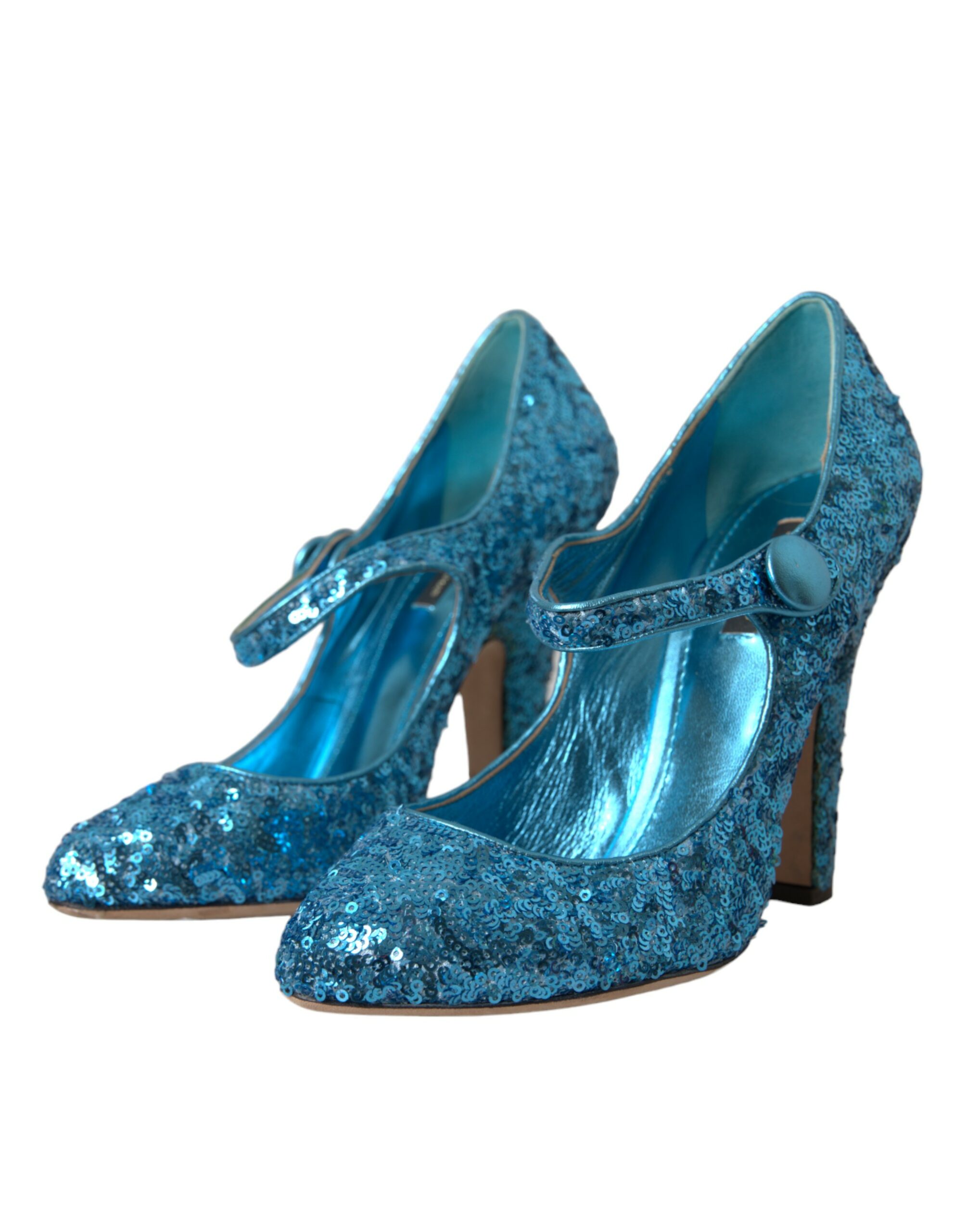 Dolce & Gabbana Blue Sequin Mary Jane Pumps High Heels Shoes - Image 2
