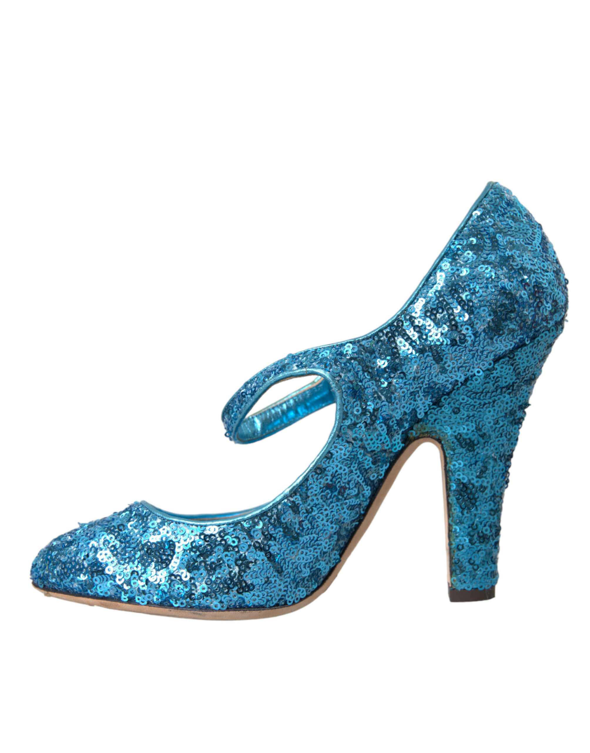 Dolce & Gabbana Blue Sequin Mary Jane Pumps High Heels Shoes - Image 4