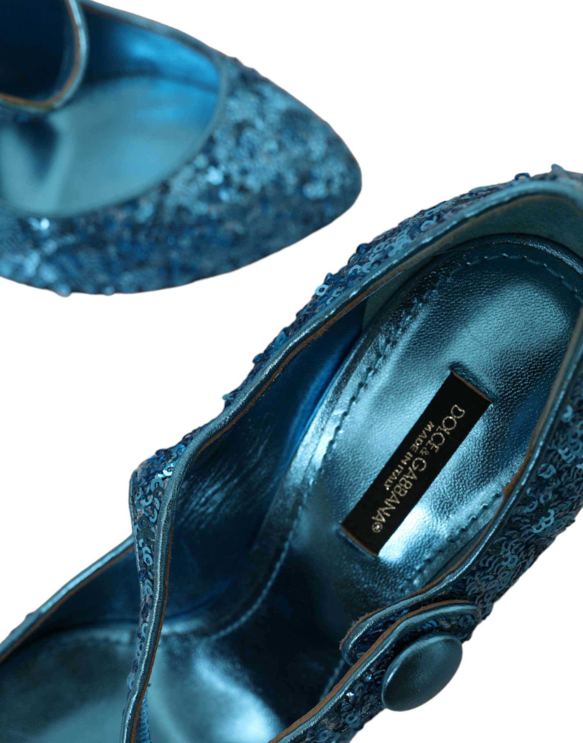 Dolce & Gabbana Blue Sequin Mary Jane Pumps High Heels Shoes - Image 7