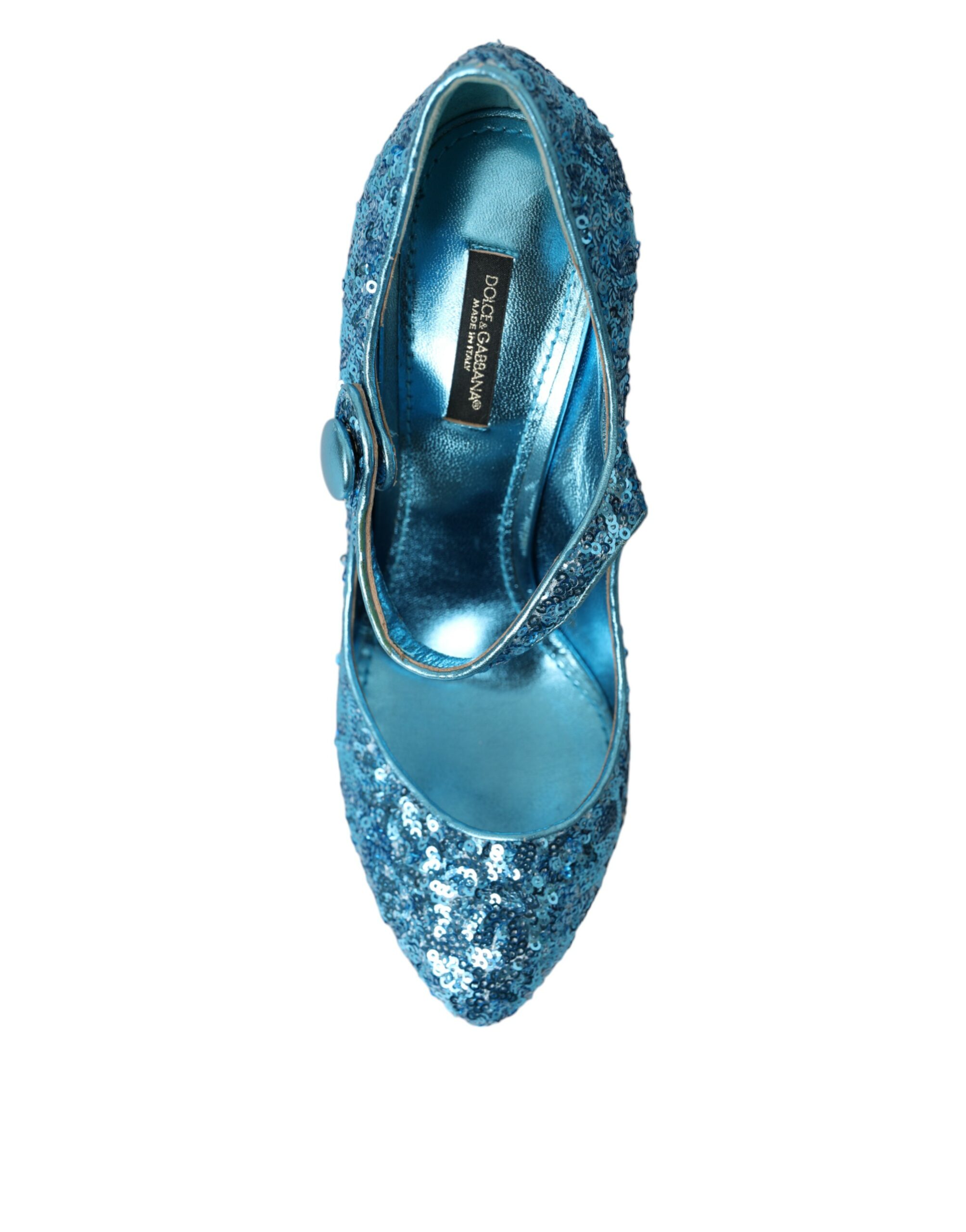 Dolce & Gabbana Blue Sequin Mary Jane Pumps High Heels Shoes - Image 8