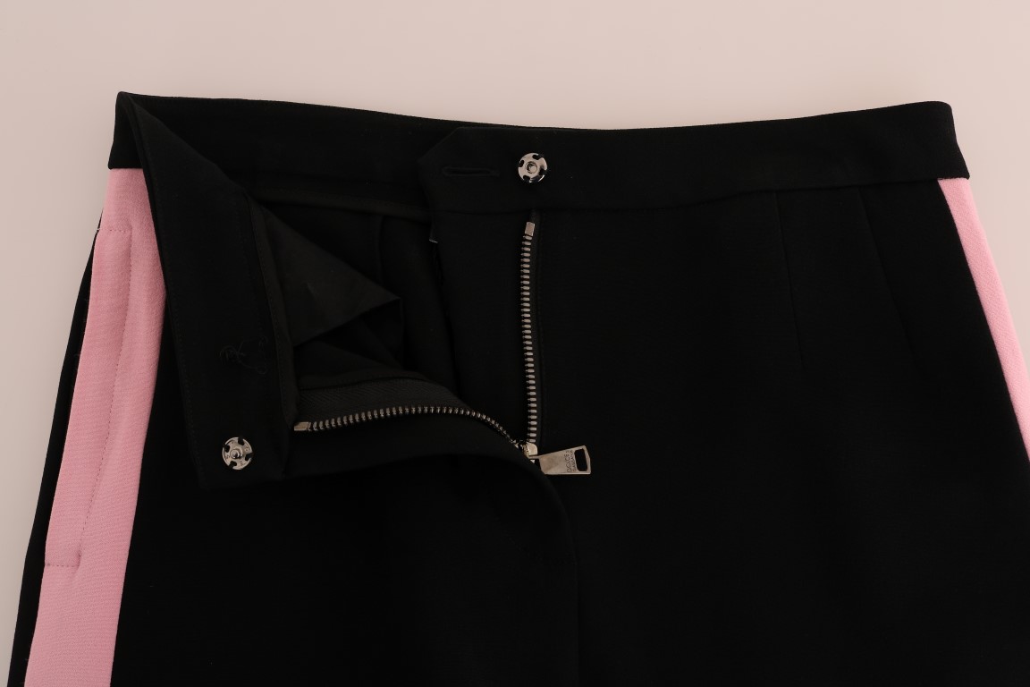 Dolce & Gabbana Black Stretch Pink Stripes Capri Pants - Image 4